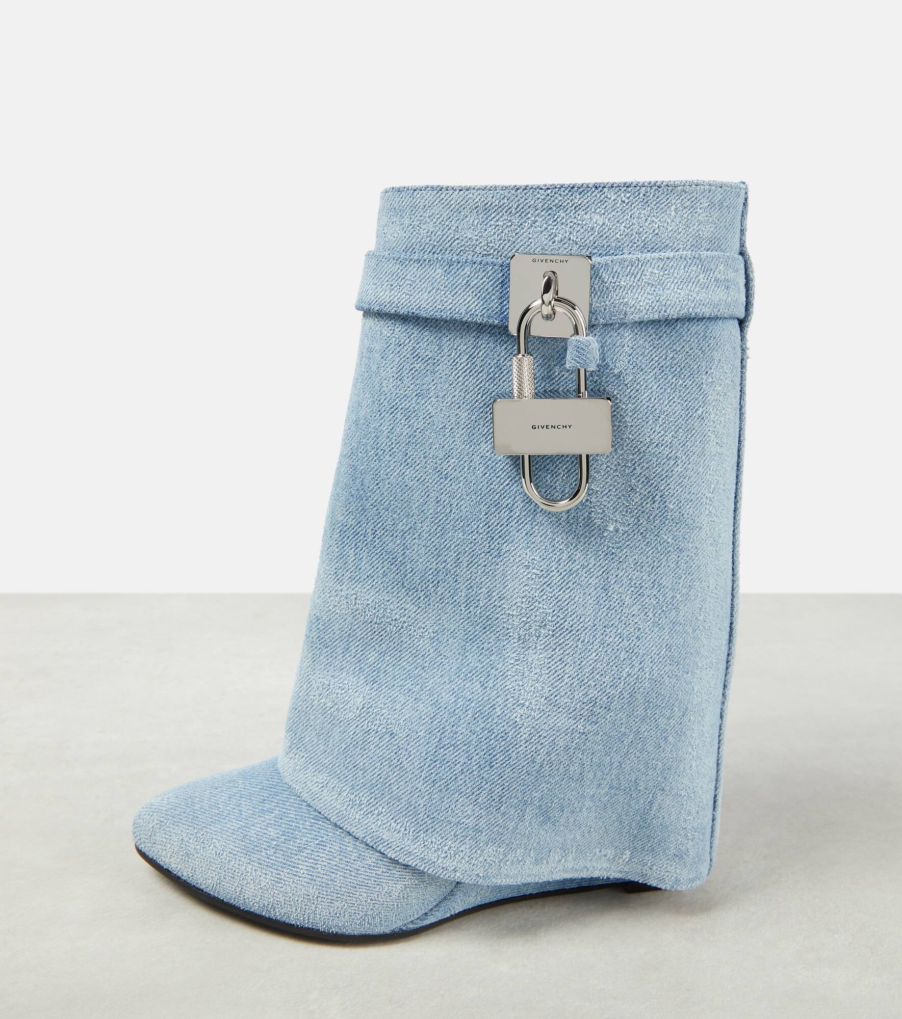 Shark Lock denim ankle boots - 5