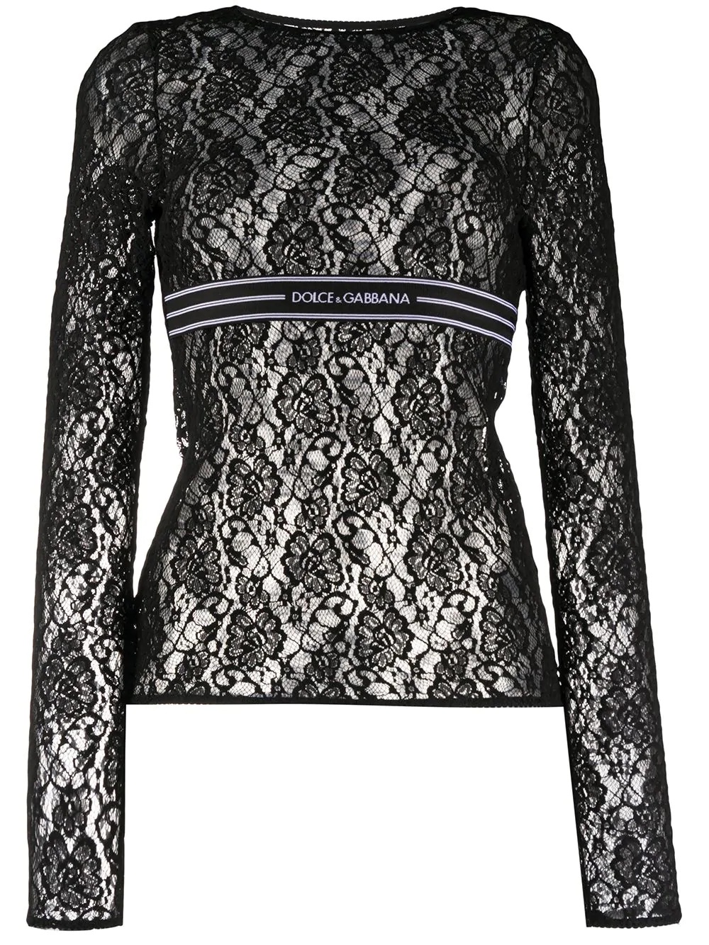 long-sleeved lace top - 1