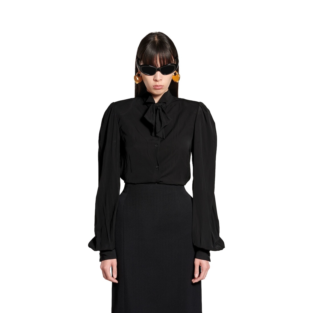 Women's Bow Blouse in Black - 5