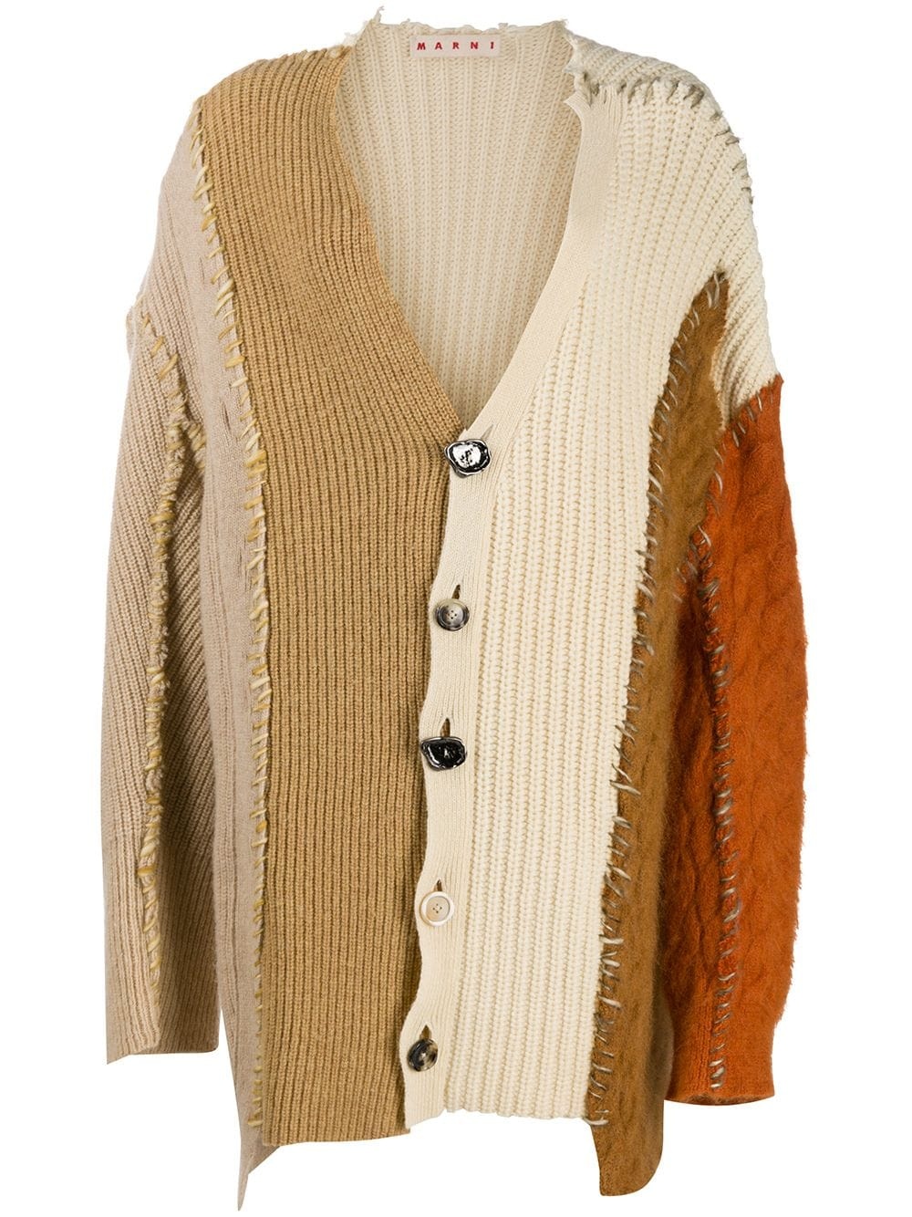 exposed stitch cardigan - 1