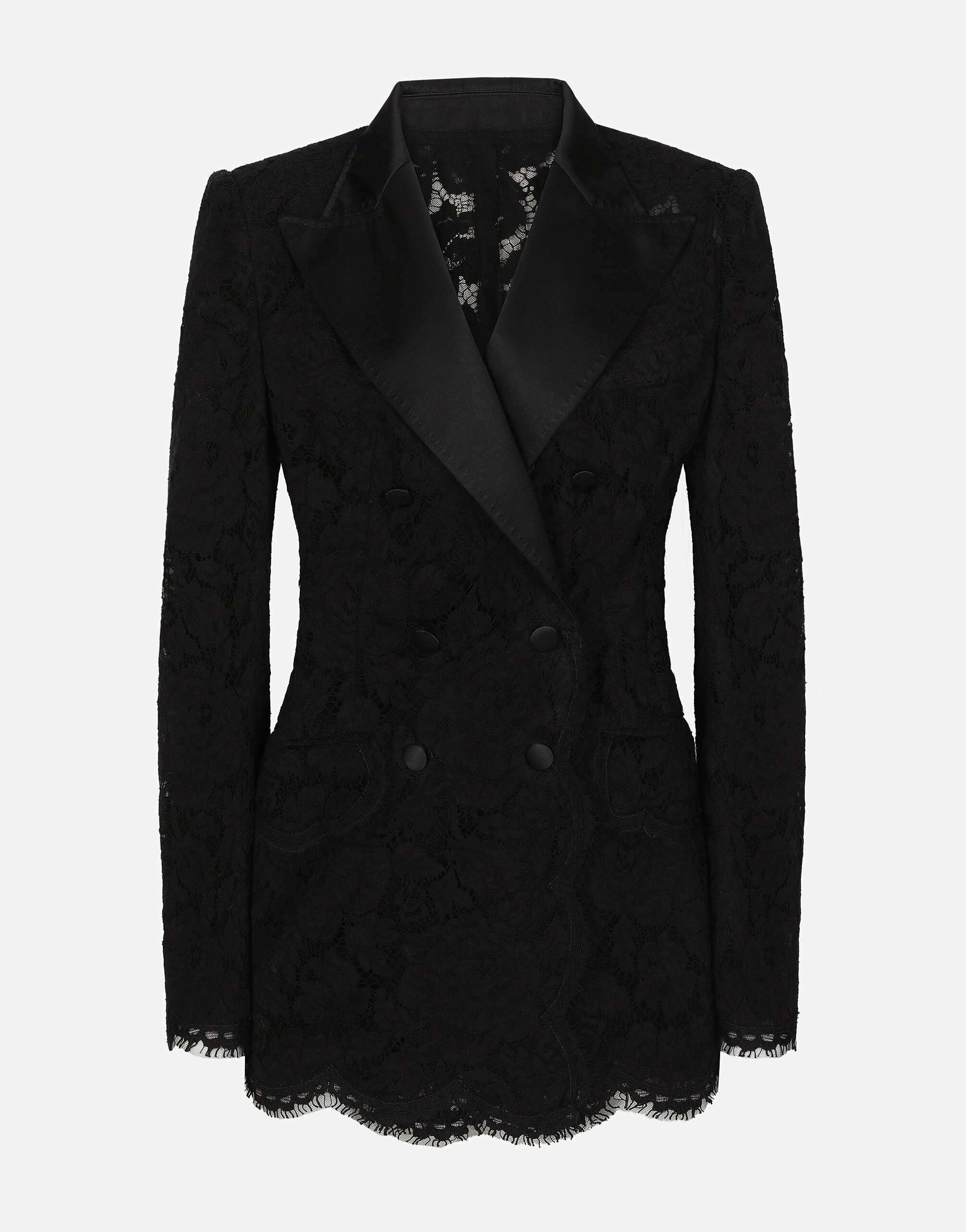 ジャケット DOLCE & GABBANA TURLINGTON JACKET IN CORDONETTO LACE Dolce & Gabbana Double-breasted branded floral cordonetto