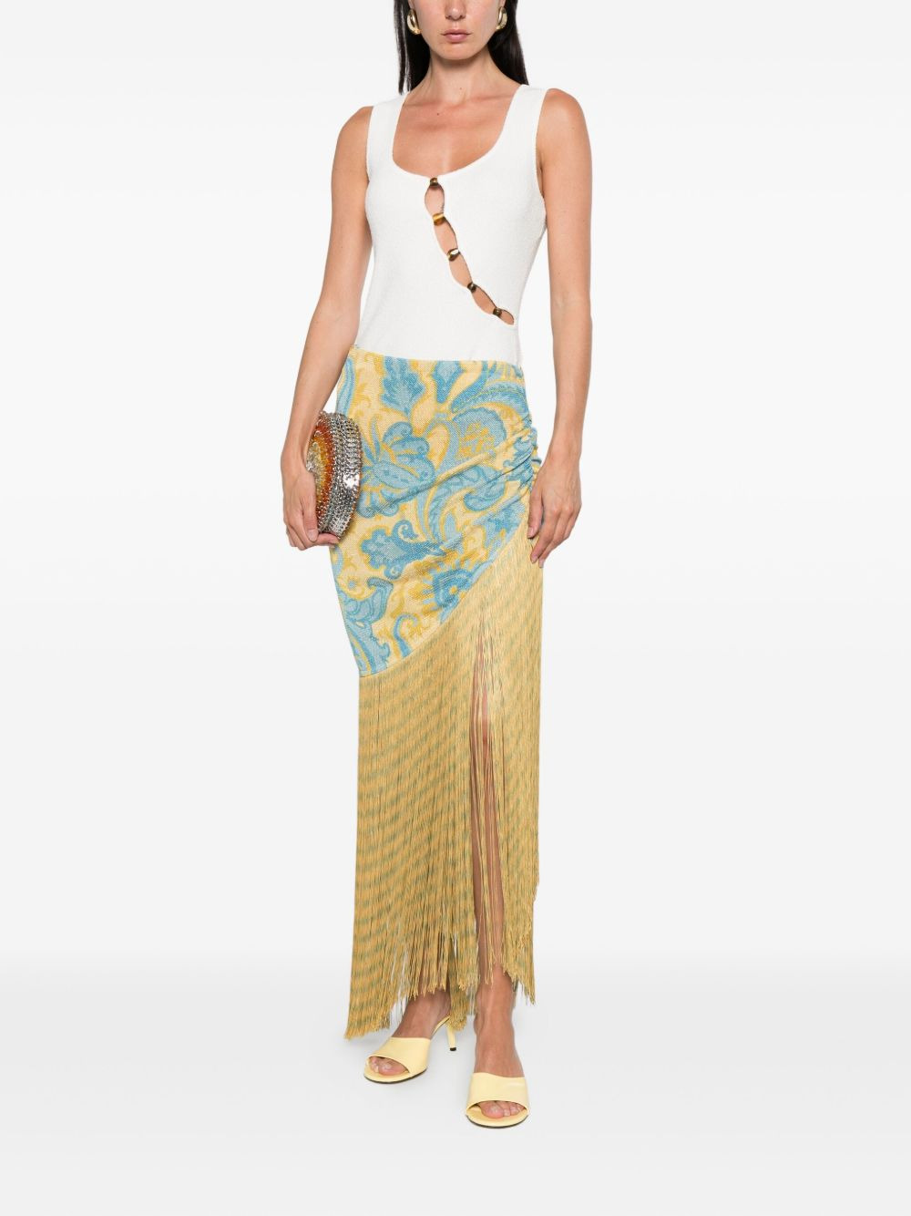 paisley-print fringed skirt - 2