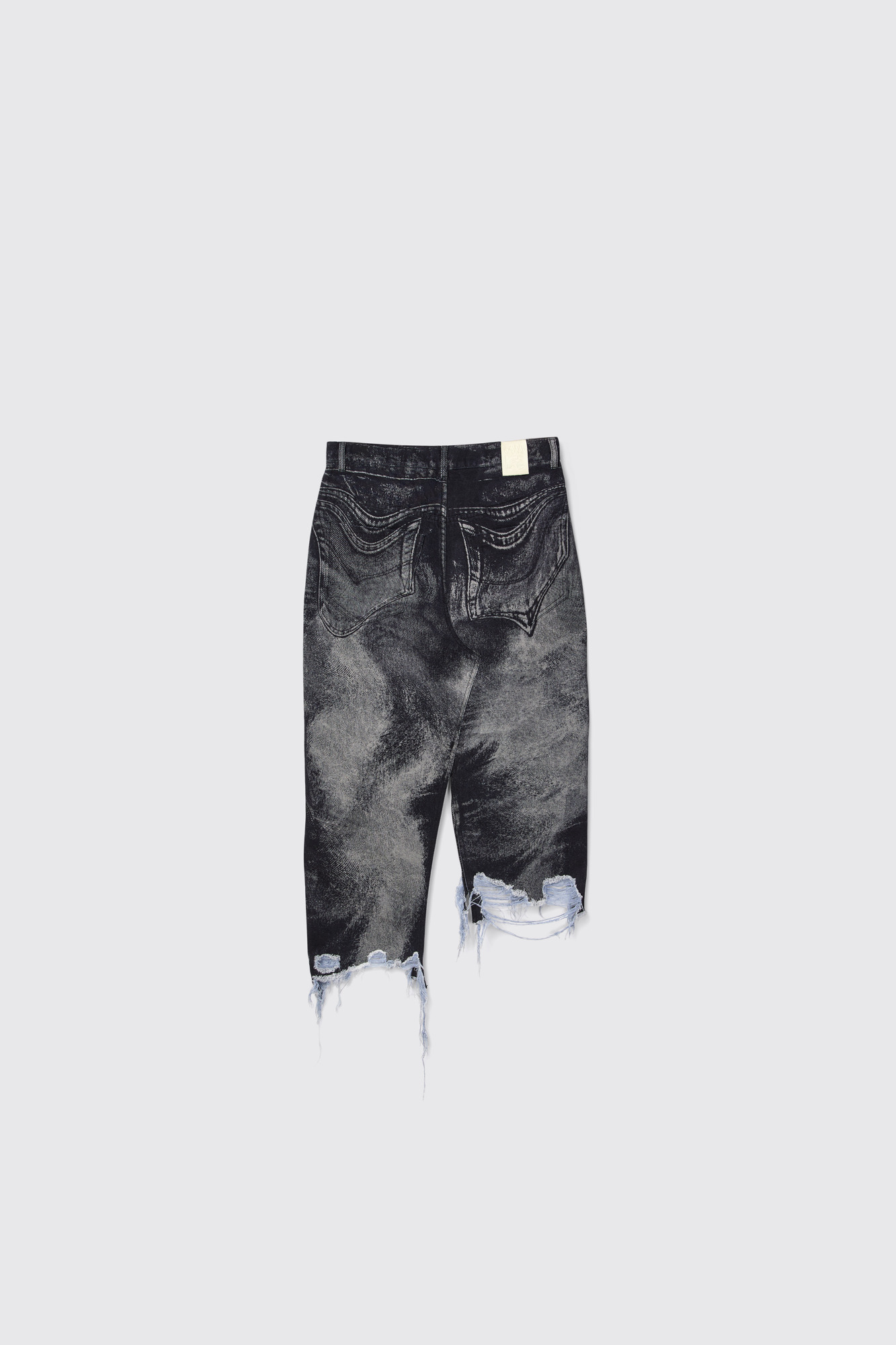 Black-gray asymmetric denim skirt - 3