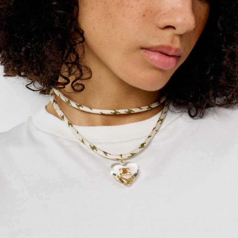 CELINE Celine Cœur Triomphe Necklace in Silk, Resin and Brass with Gold Finish outlook