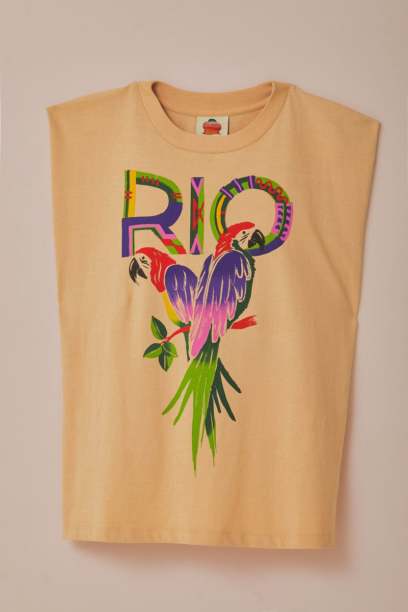 Sand Rio Shoulder Pad Organic Cotton T-Shirt 6