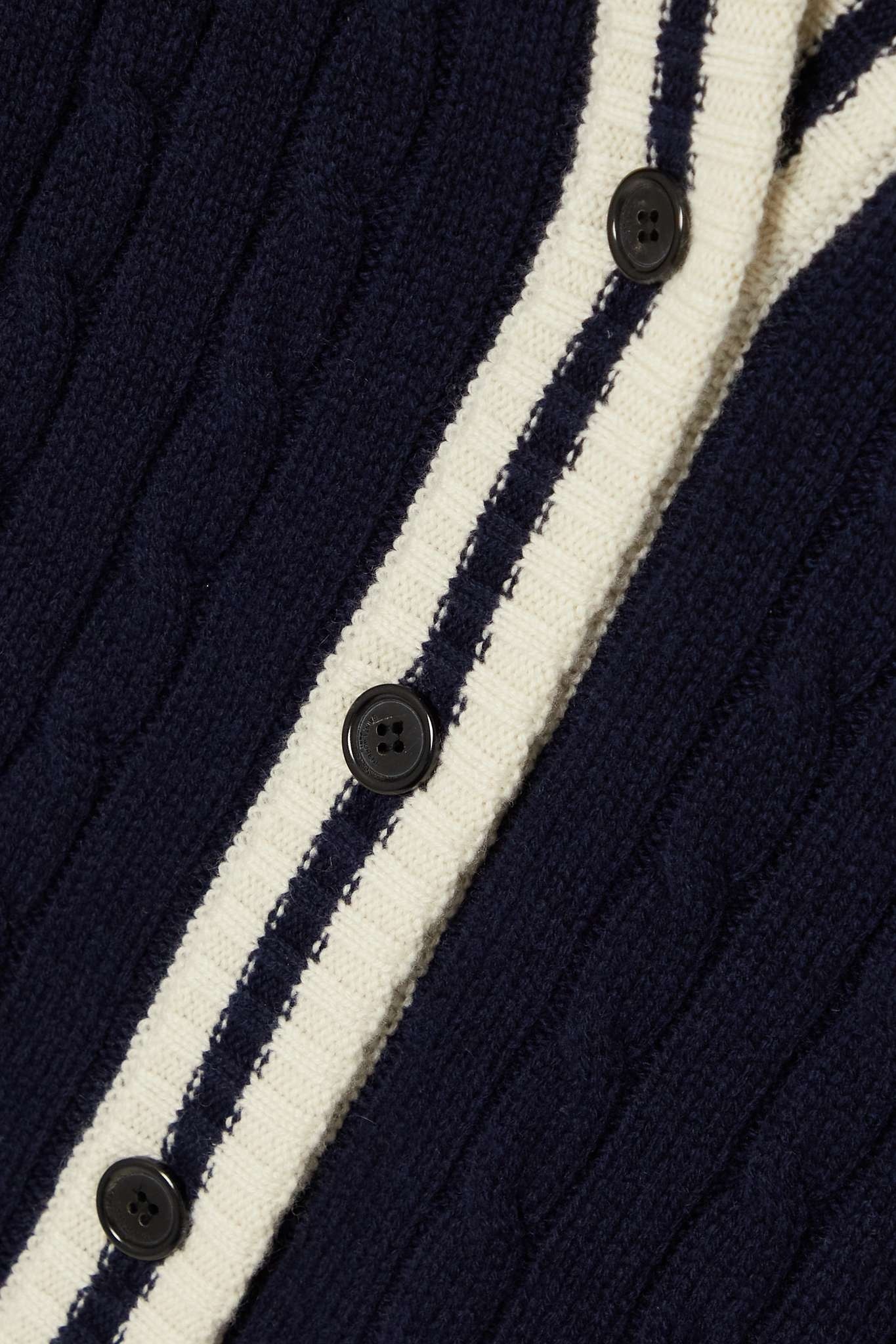 Striped cable-knit cashmere cardigan - 5