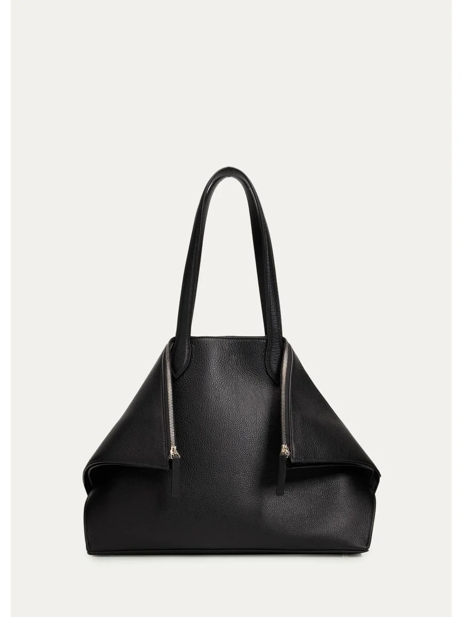 Fold Grain Leather Geometric Tote Bag - 1