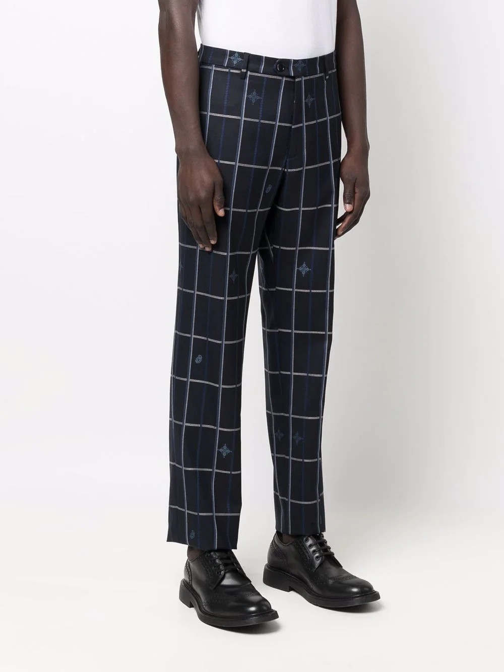 checked straight-leg tailored trousers - 3