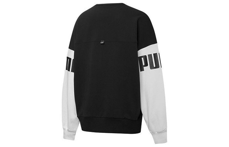 (WMNS) PUMA Power Color Blocking Crew Logo Printing SweatshirtBlack 535187-01 - 2