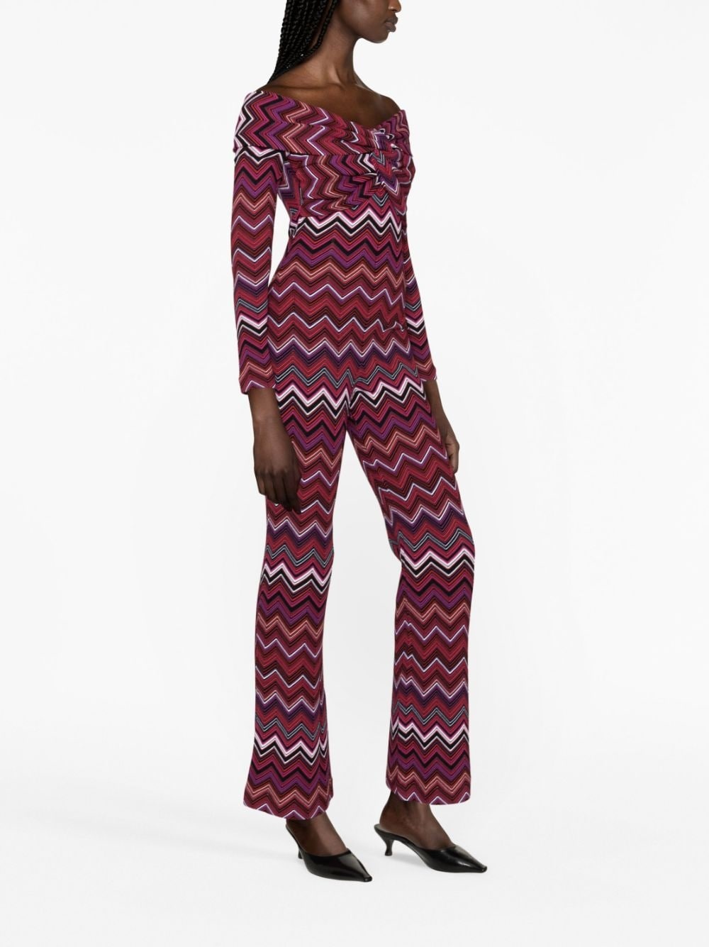 zigzag woven knitted jumpsuit - 4