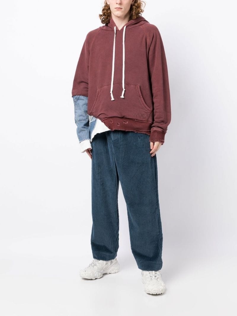 patchwork distressed hoodie - 2