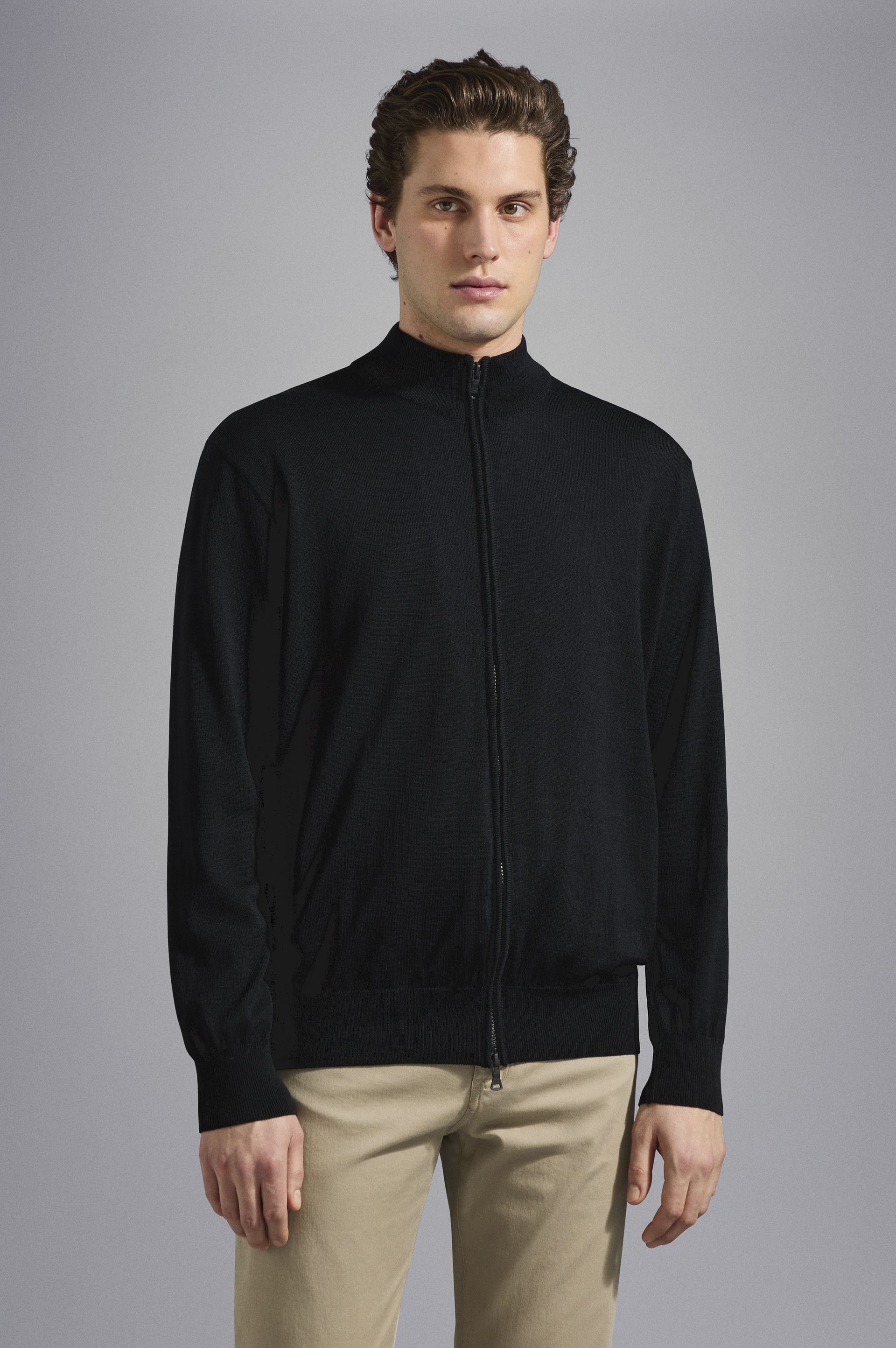 MERINO WOOL FULL ZIP SWEATER WITH ICONIC BADGE - 6