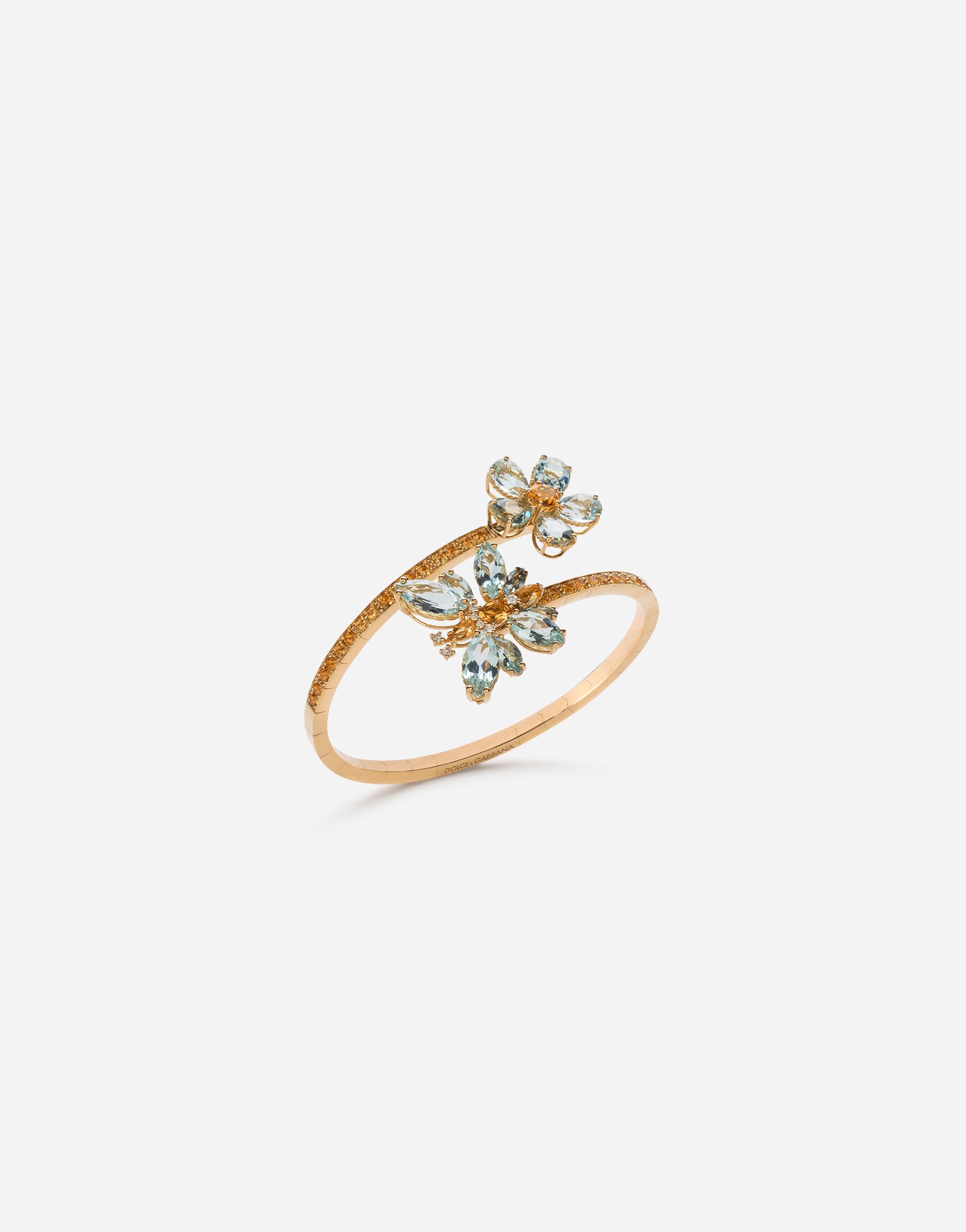 Spring yellow gold bracelet with butterfly-shaped settings and floral decoration - 2