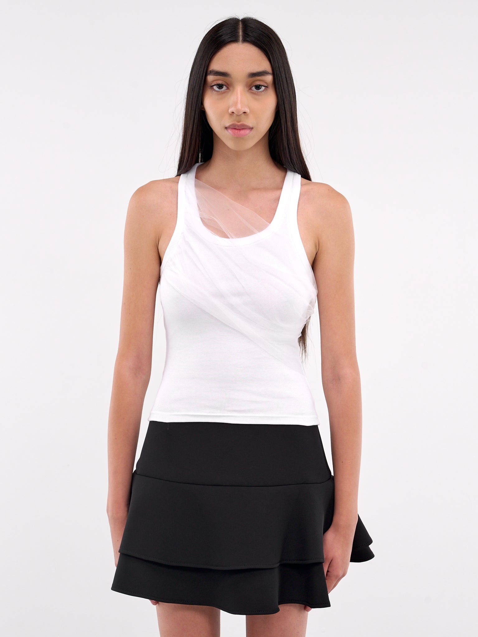 Front Tulle Gathered Tank - 1