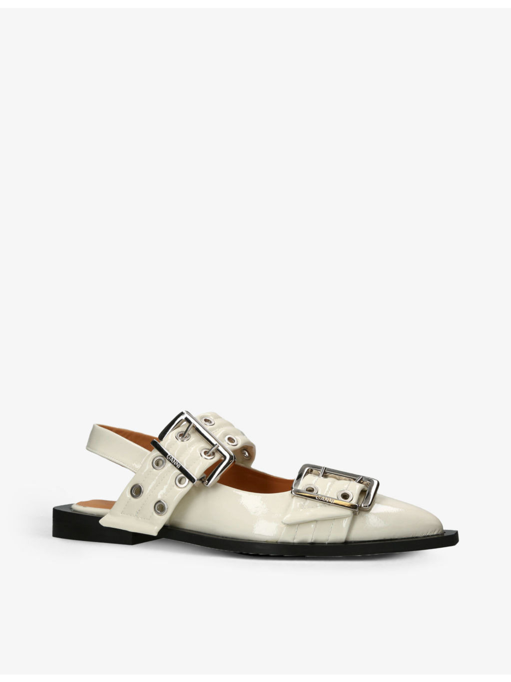 Buckle-embellished slingback leather ballet flats - 3