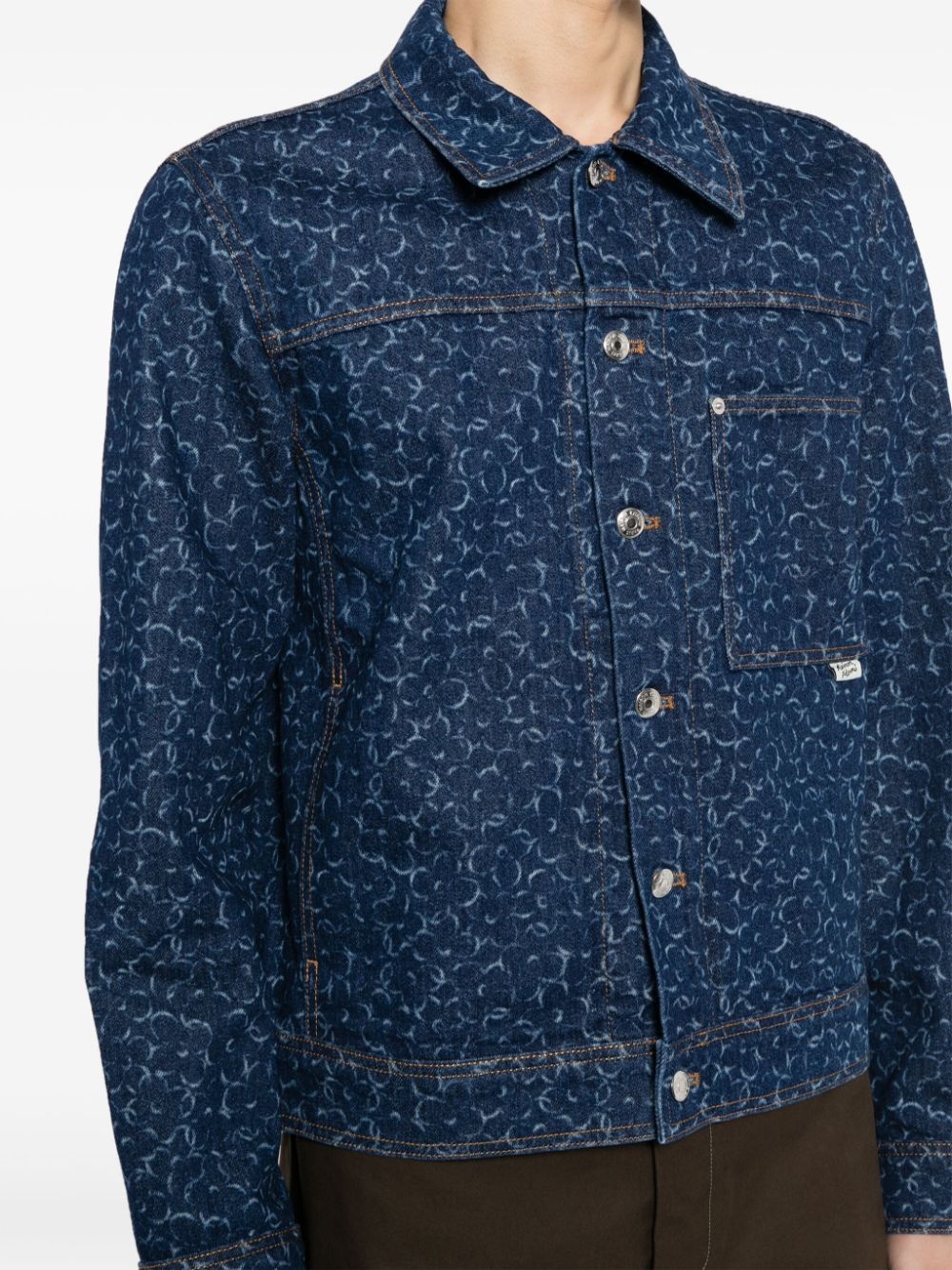 laser cut-detail denim jacket - 5