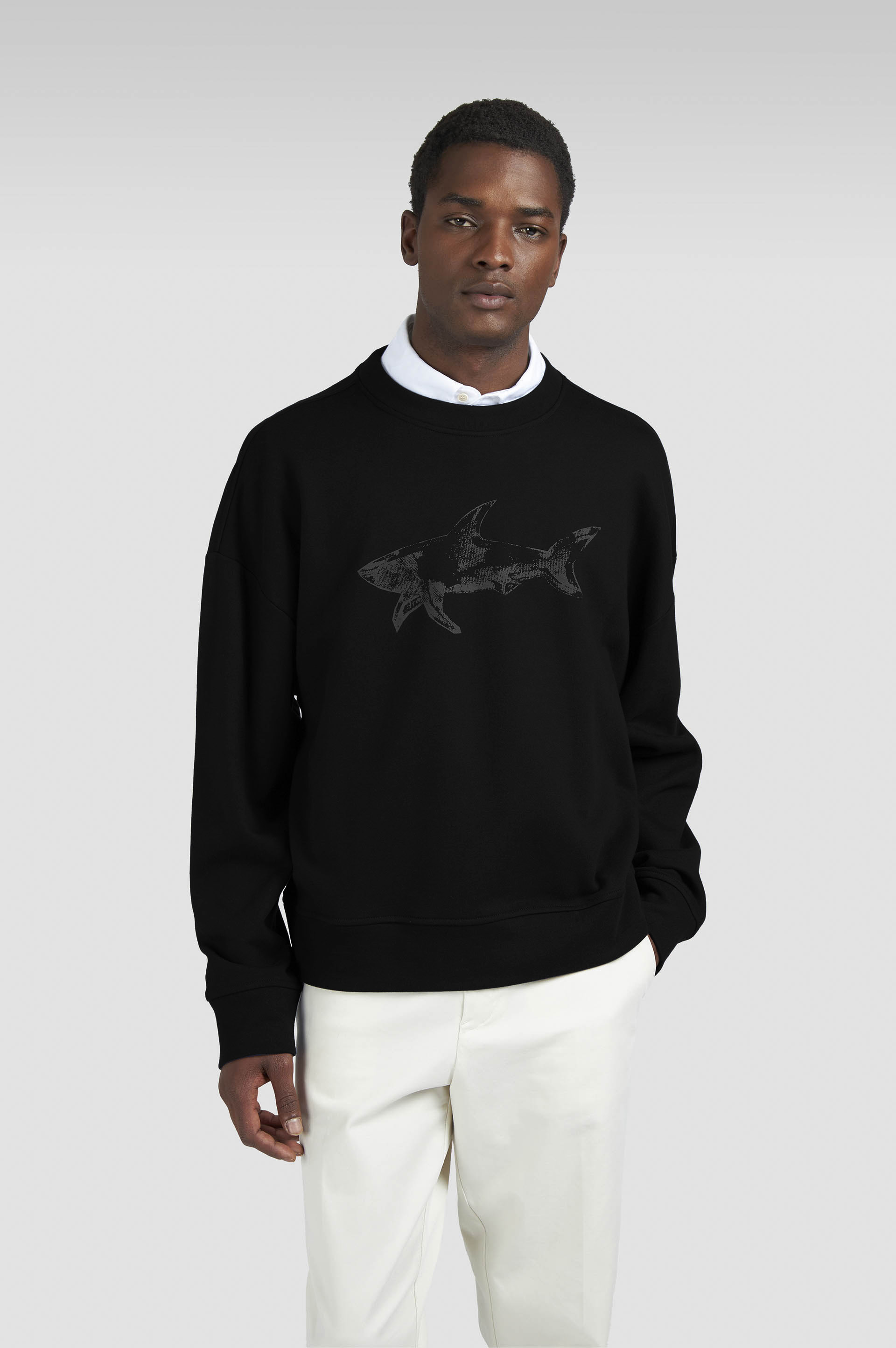 COTTON FLEECE SWEATSHIRT WITH SHARK PRINT - 6