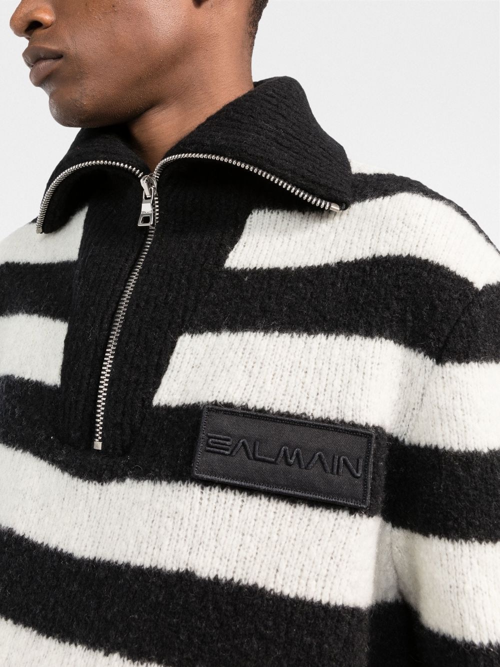 horizontal stripe knitted quarter-zip jumper - 5