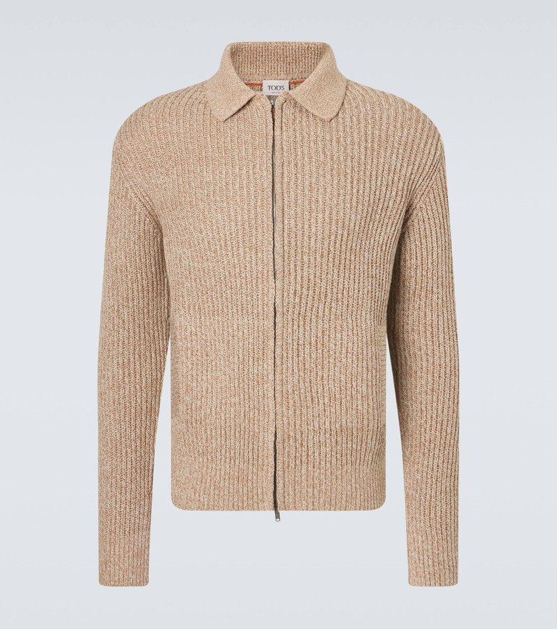 Cotton mouliné zip-up cardigan 1