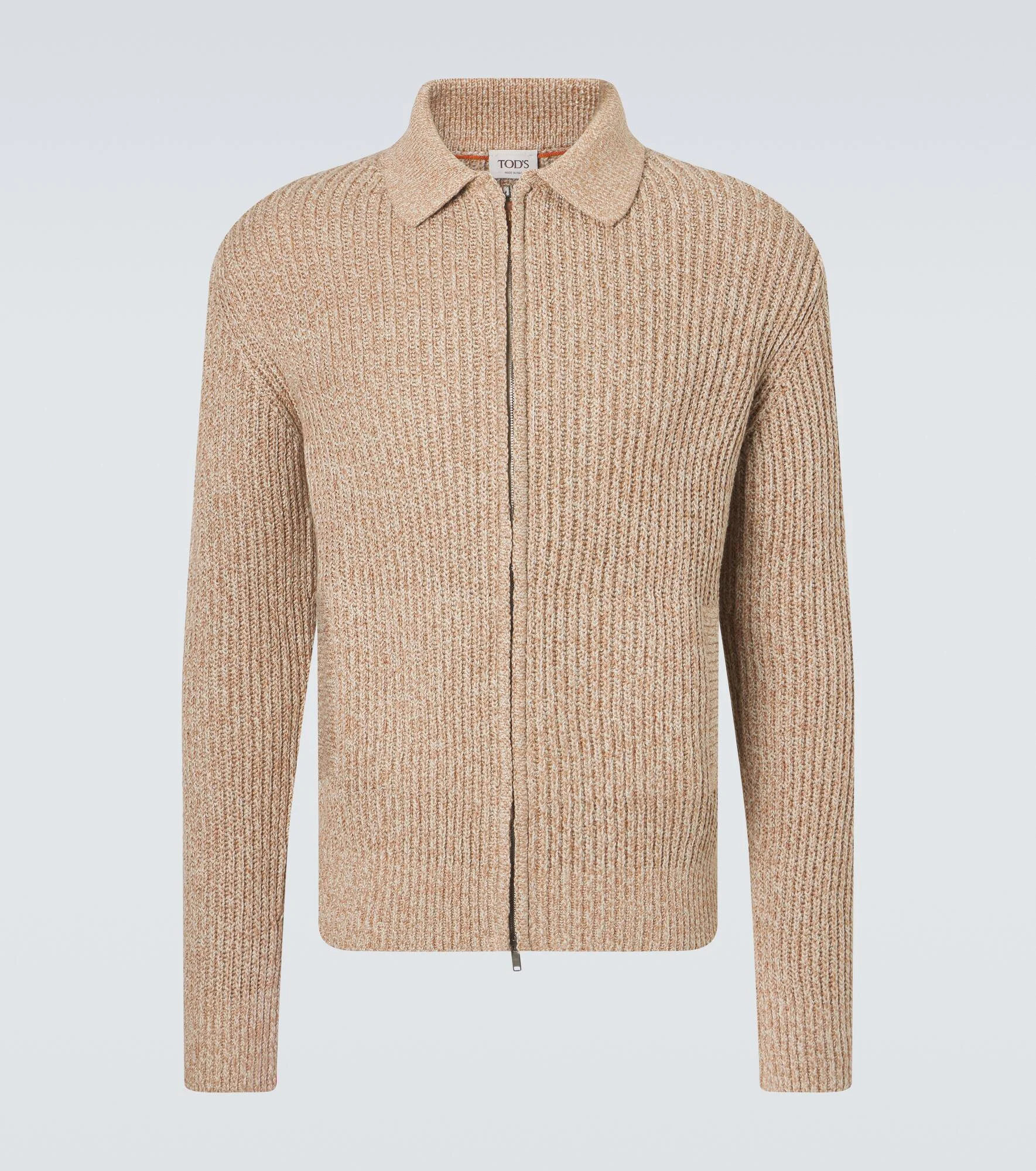 Cotton mouliné zip-up cardigan - 1