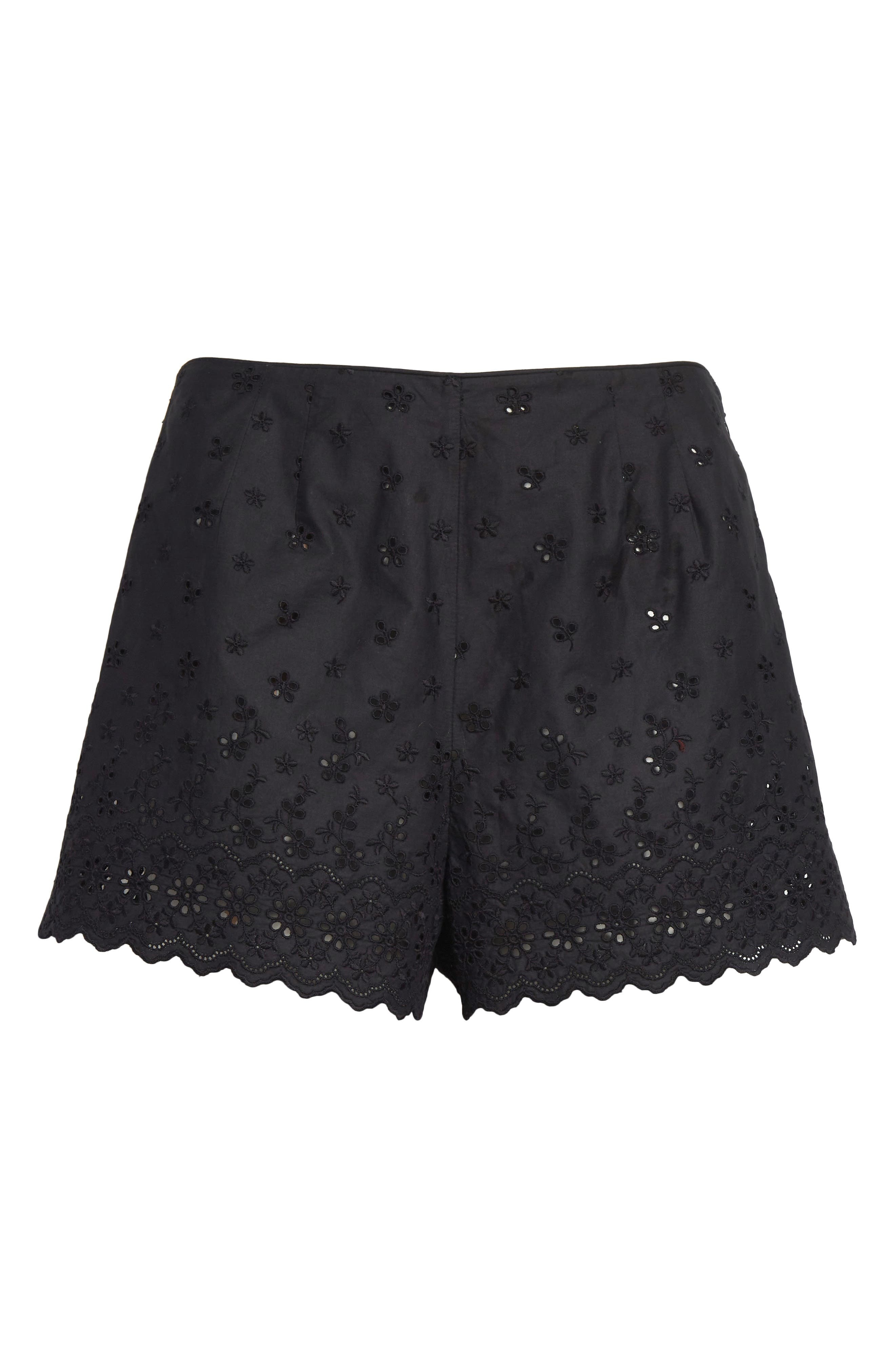 DÔEN Arbre Organic Cotton Eyelet Shorts in Black at Nordstrom - 6