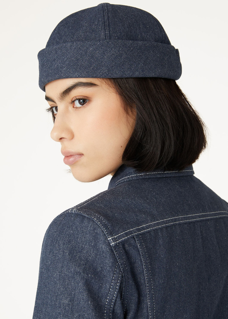 Loro Piana Denim Flower Beanie Hat outlook