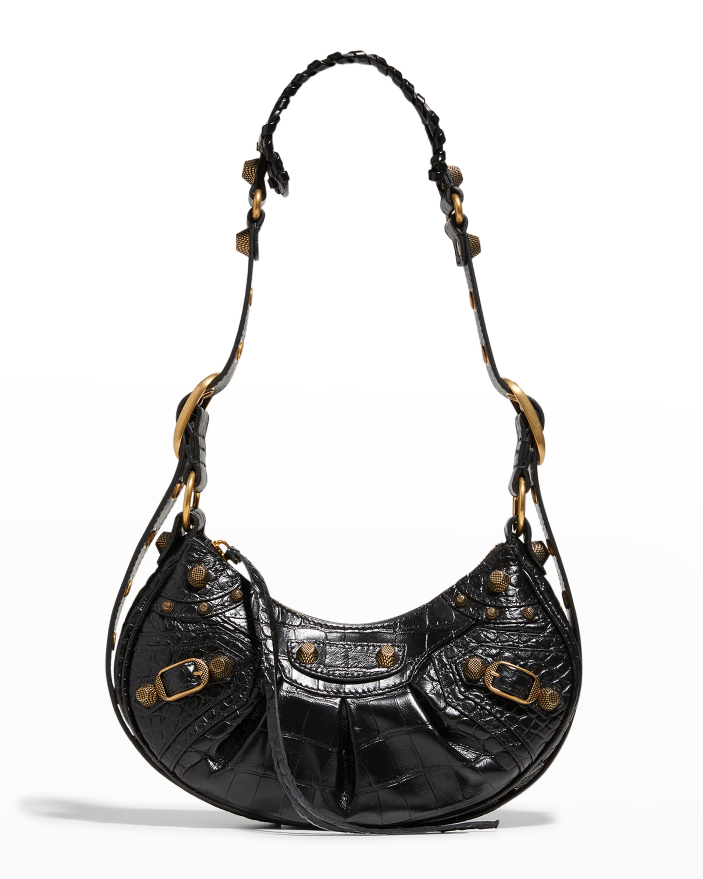 Le Cagole XS Croc-Embossed Shoulder Bag - 1