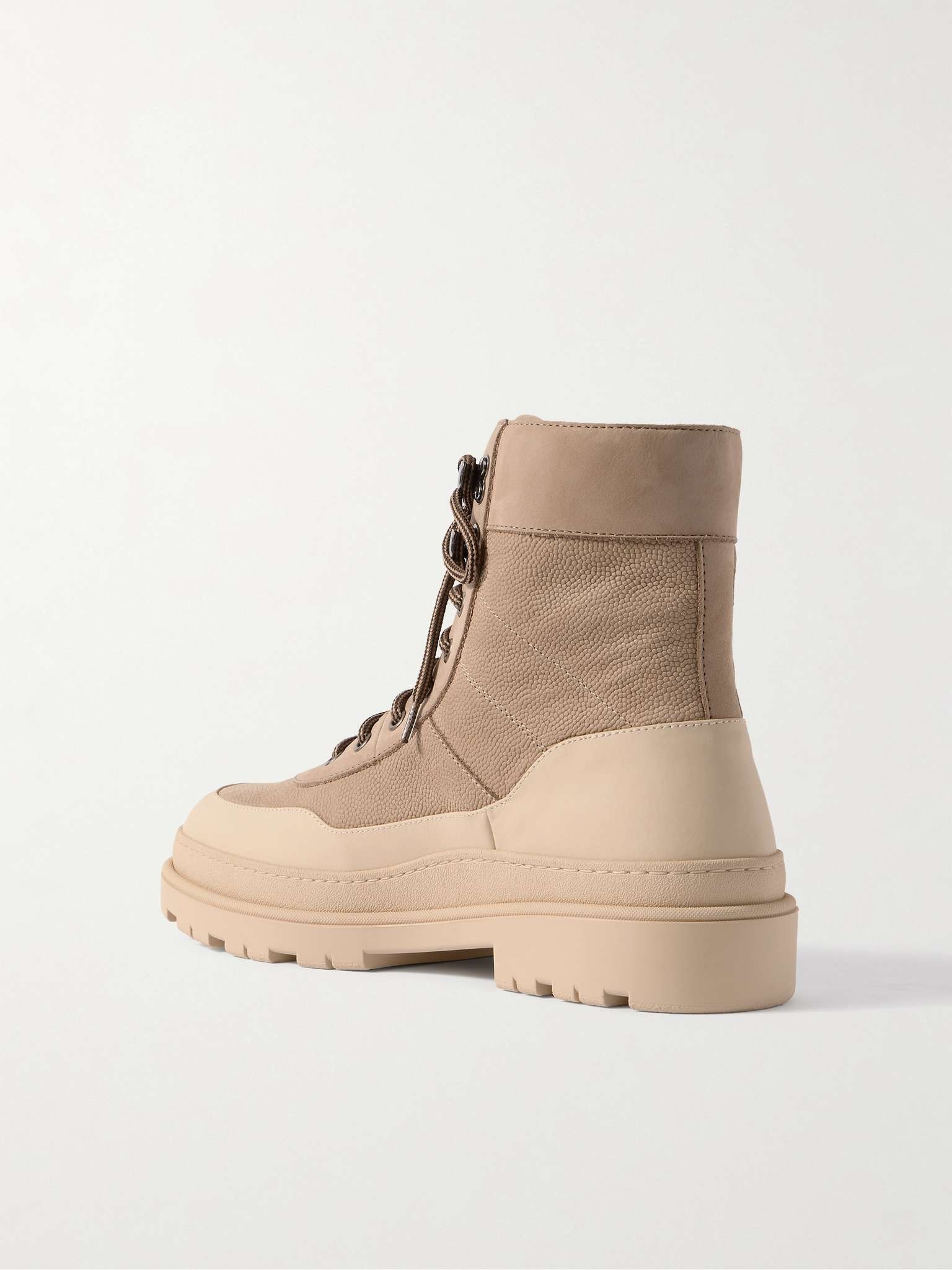 Rubber and Leather-Trimmed Pebble-Grain Nubuck and Mesh Hiking Boots - 3