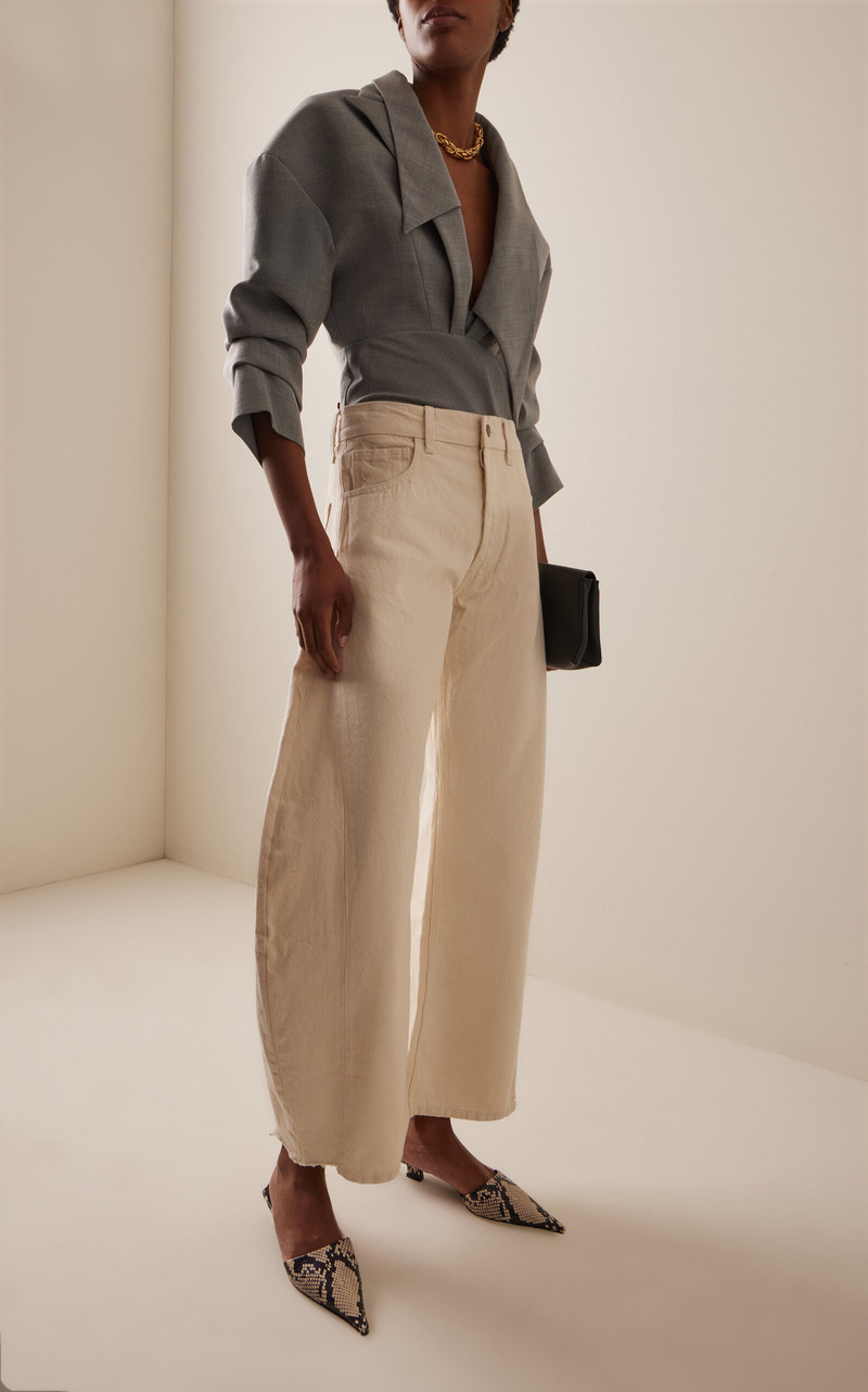 A.W.A.K.E. MODE Rigid High-Rise Balloon Jeans off-white outlook