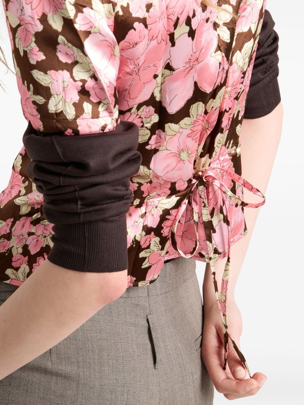 floral-print satin shirt - 5