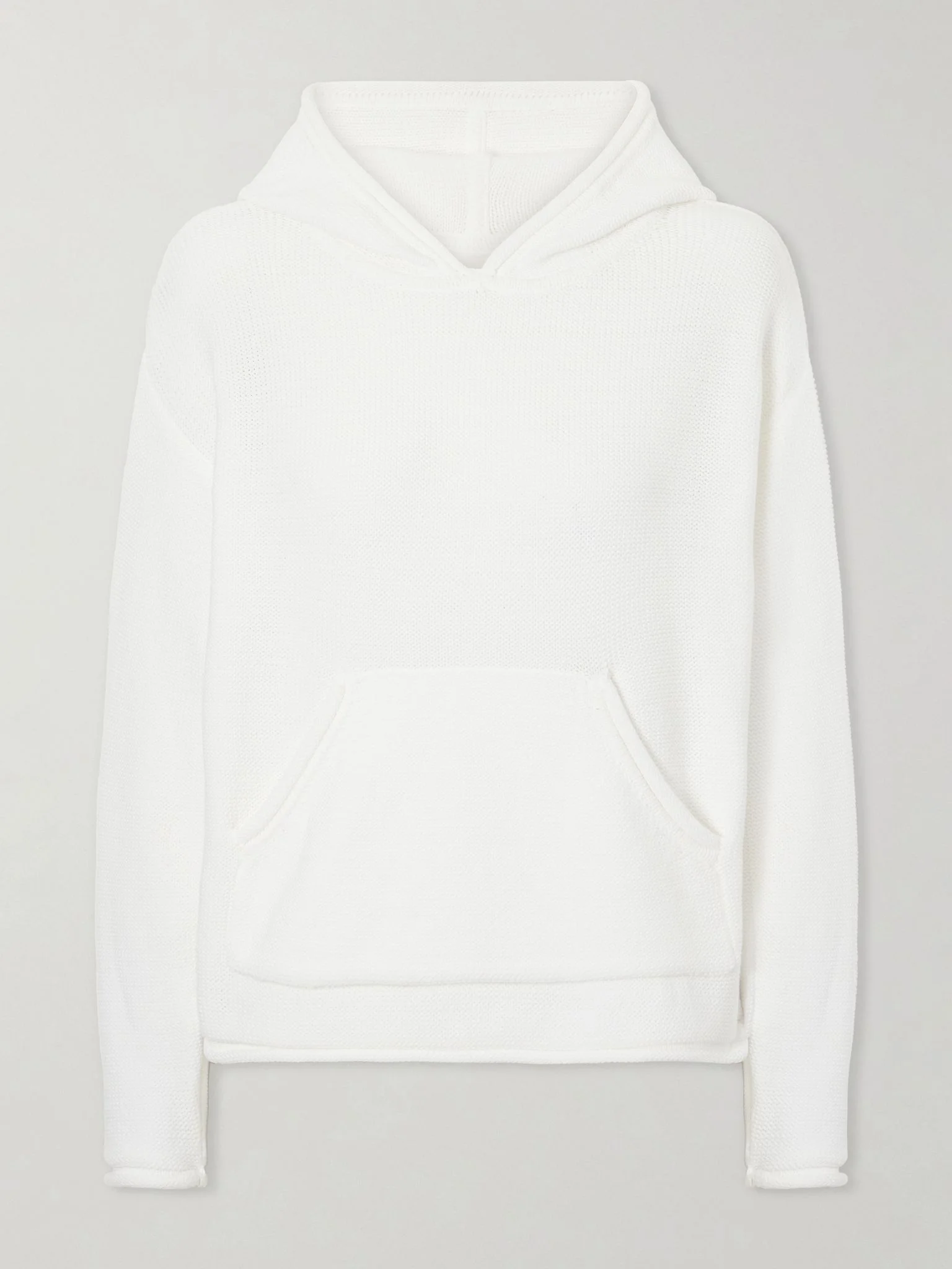 Mae open-knit cotton-blend hoodie White - 1