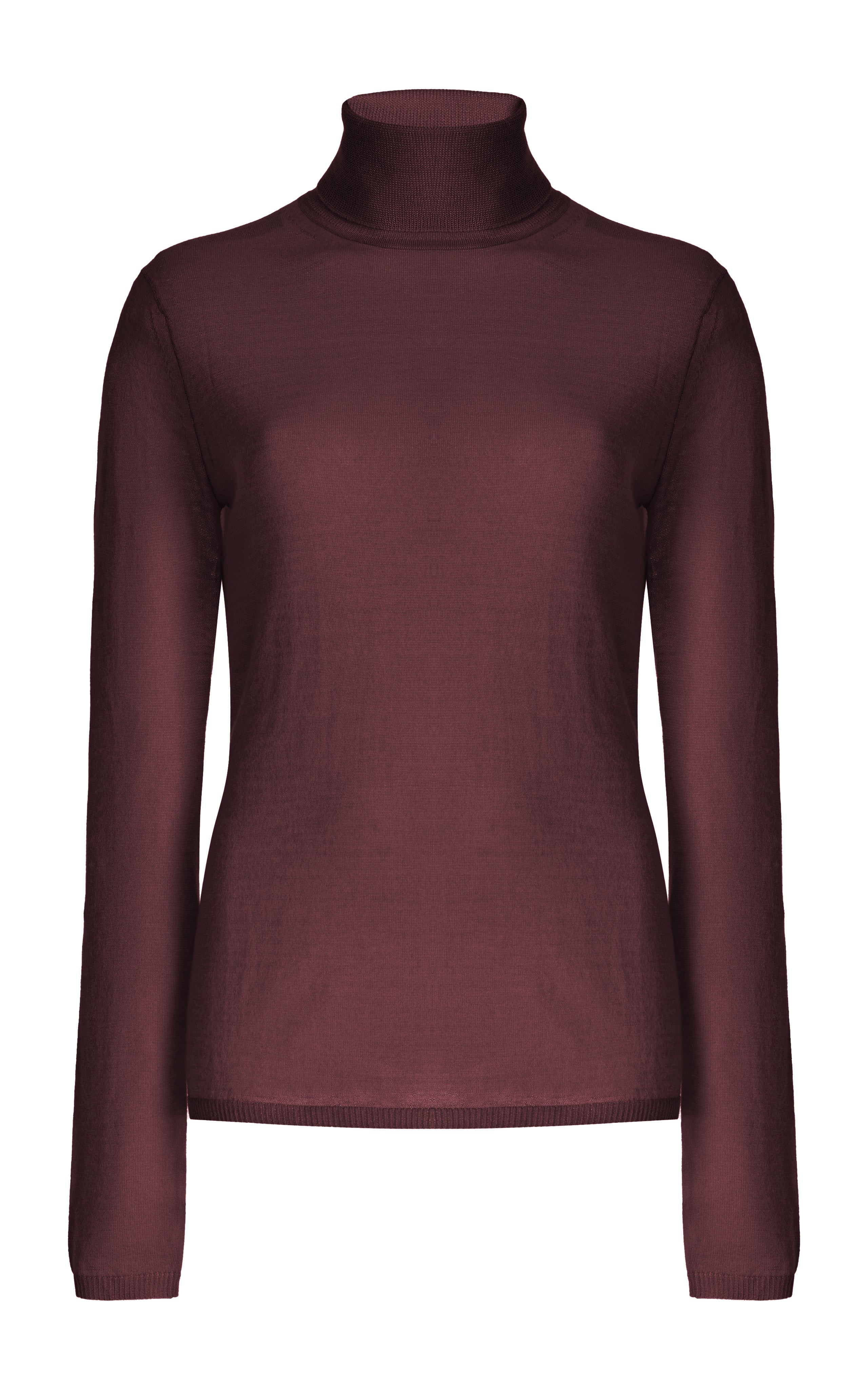 Costa Turtleneck in Deep Bordeaux Cashmere Silk - 1