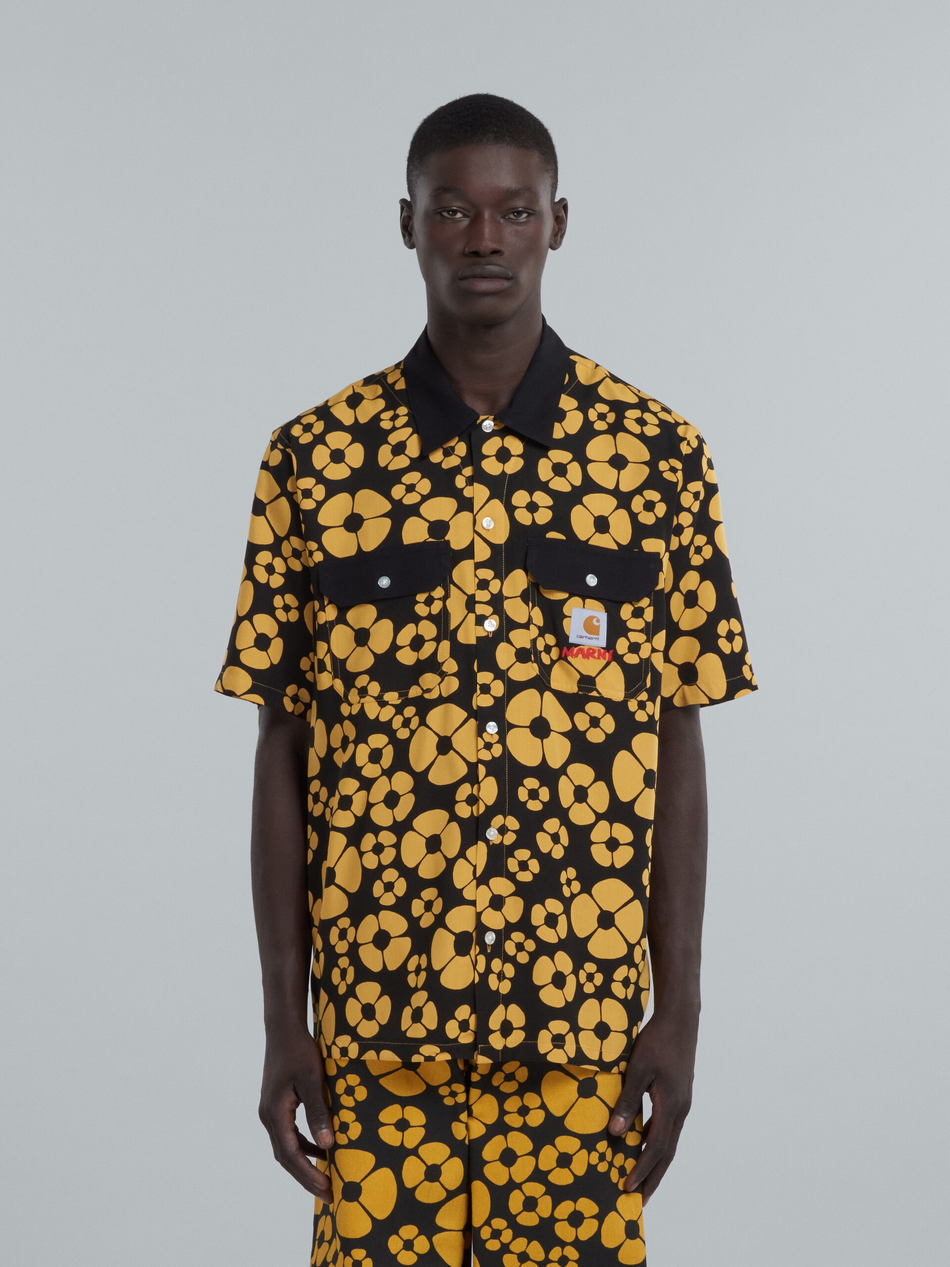 MARNI X CARHARTT WIP - YELLOW SHORT-SLEEVED FLORAL SHIRT - 2