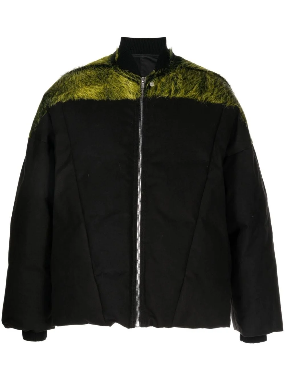 brushed-effect panelled padded jacket - 1