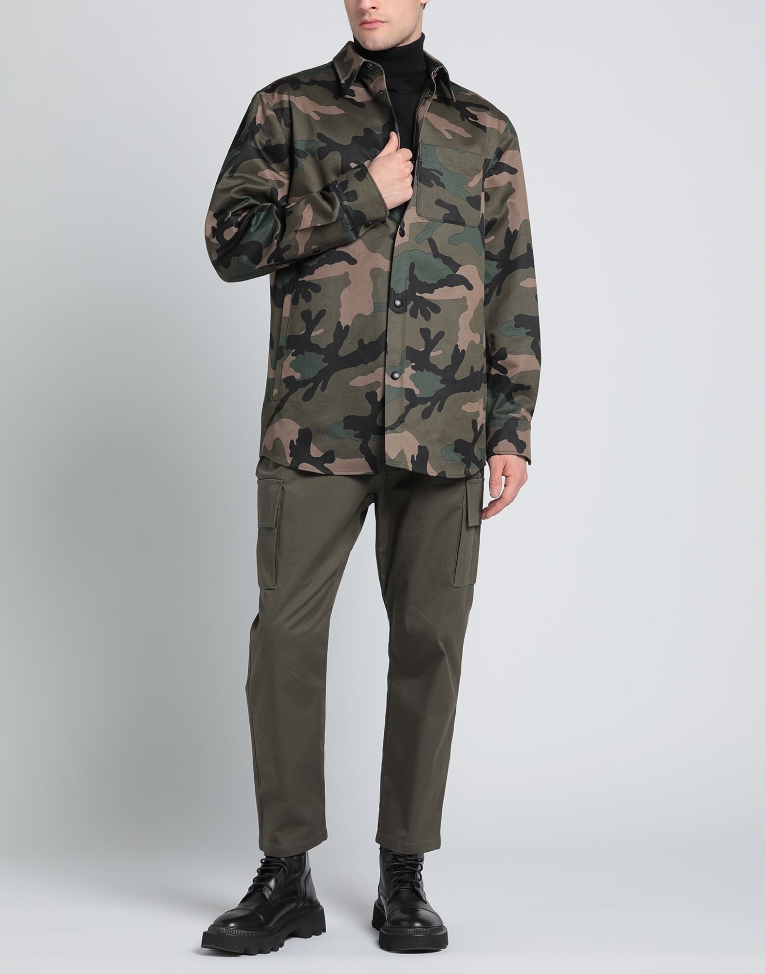 Military green Men's Patterned Shirt - 3