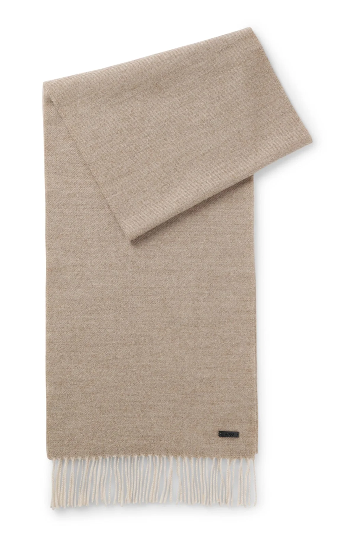 DOUBLE-FACED WOOL SCARF WITH LOGO LABEL - 1