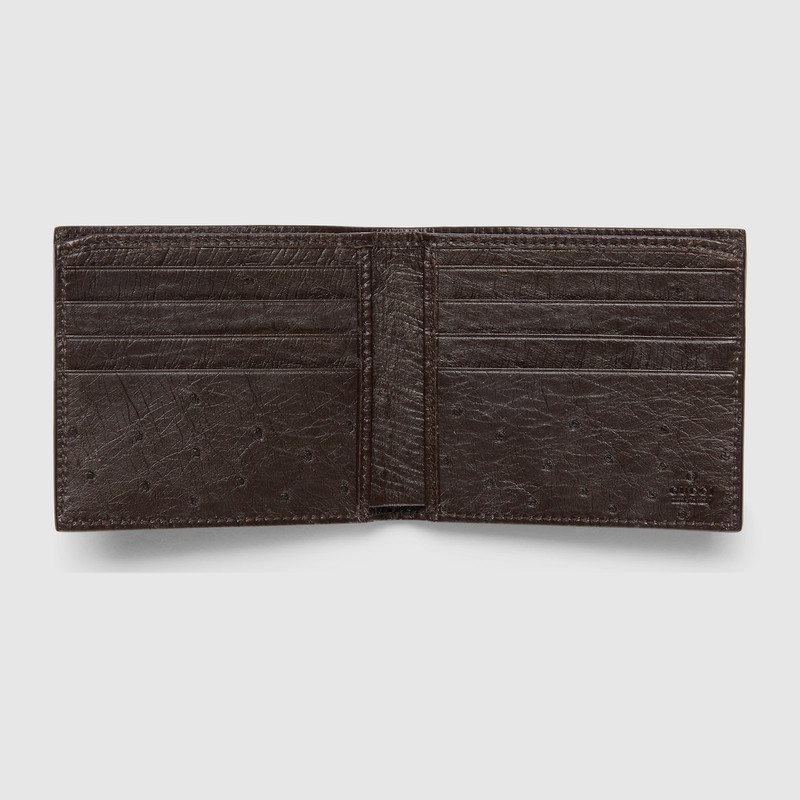 GUCCI Bi-fold ostrich wallet with Gucci logo outlook