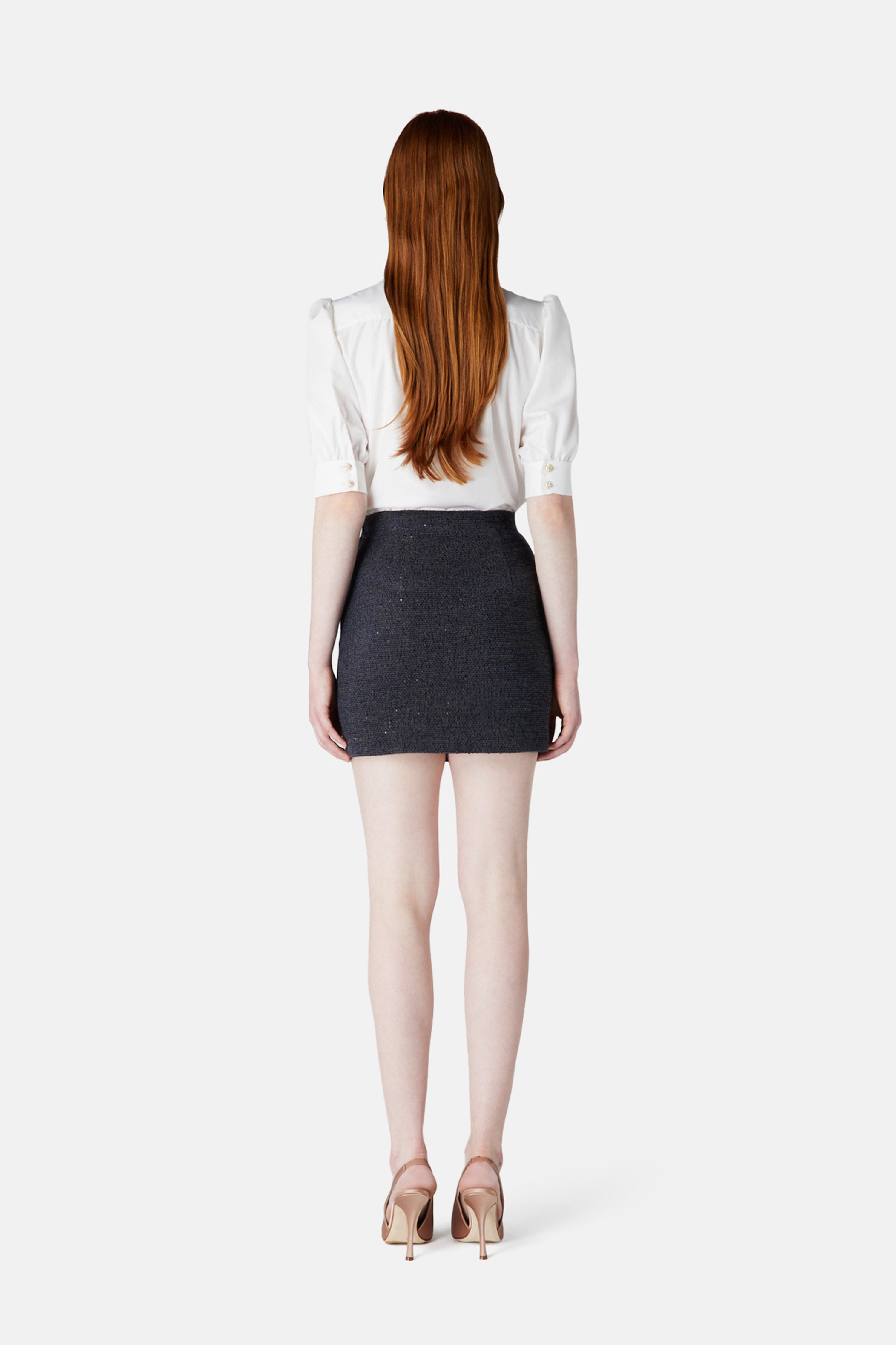SEQUIN TWEED MINI SKIRT - 4