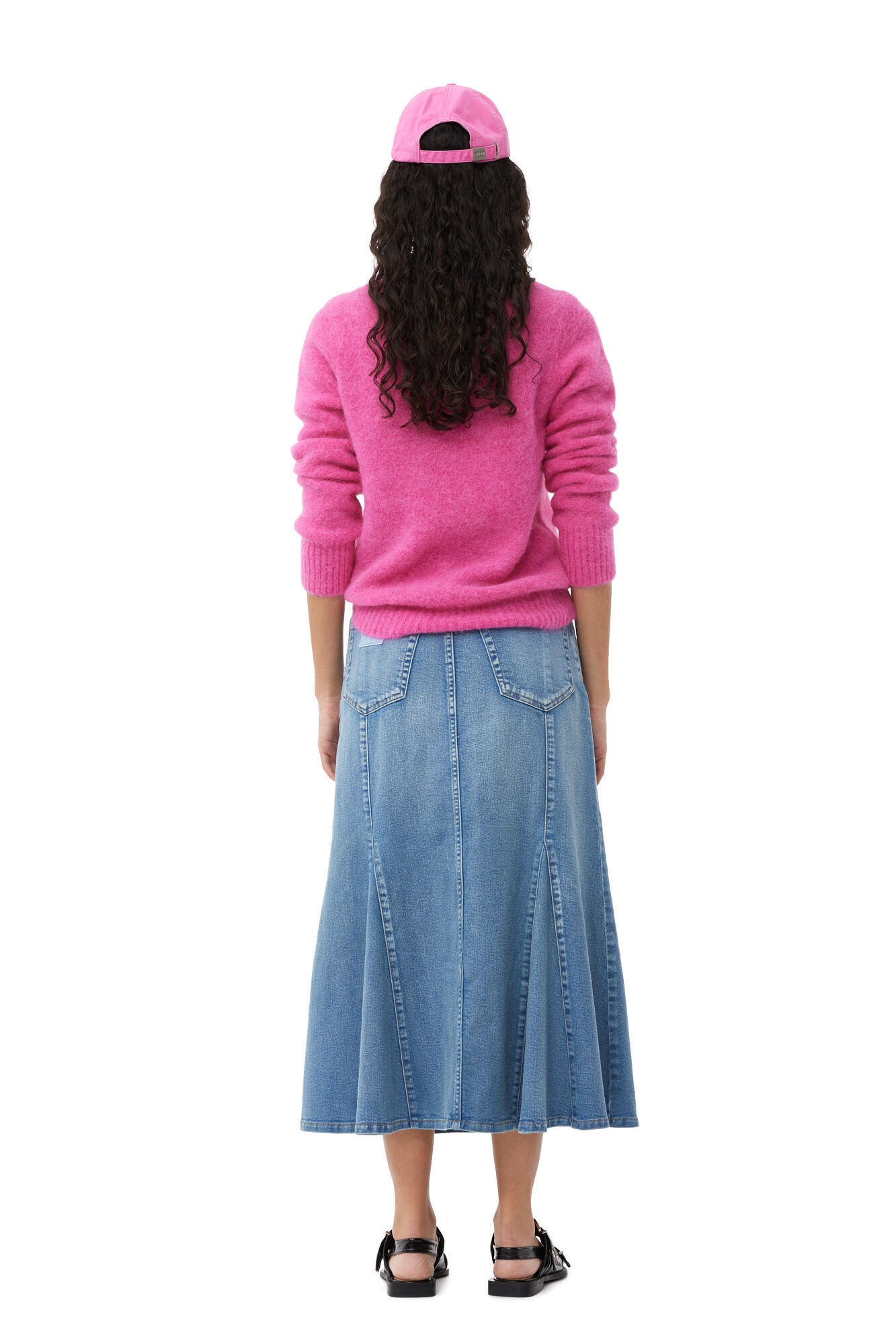 PINK BRUSHED ALPACA O-NECK SWEATER - 6