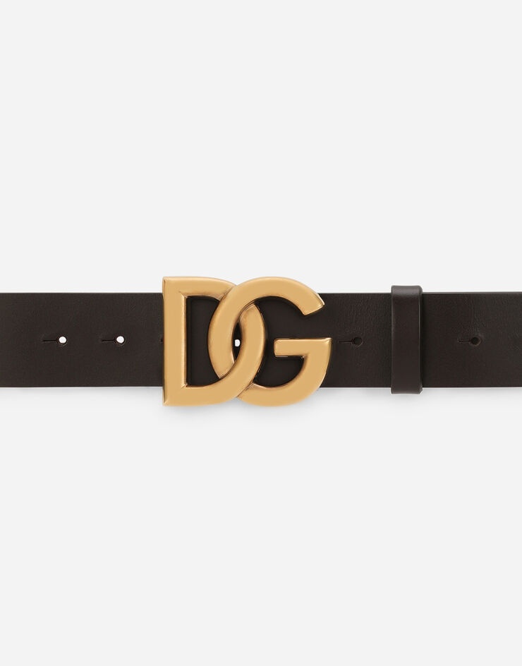 Lux leather belt with crossover DG logo buckle - 3