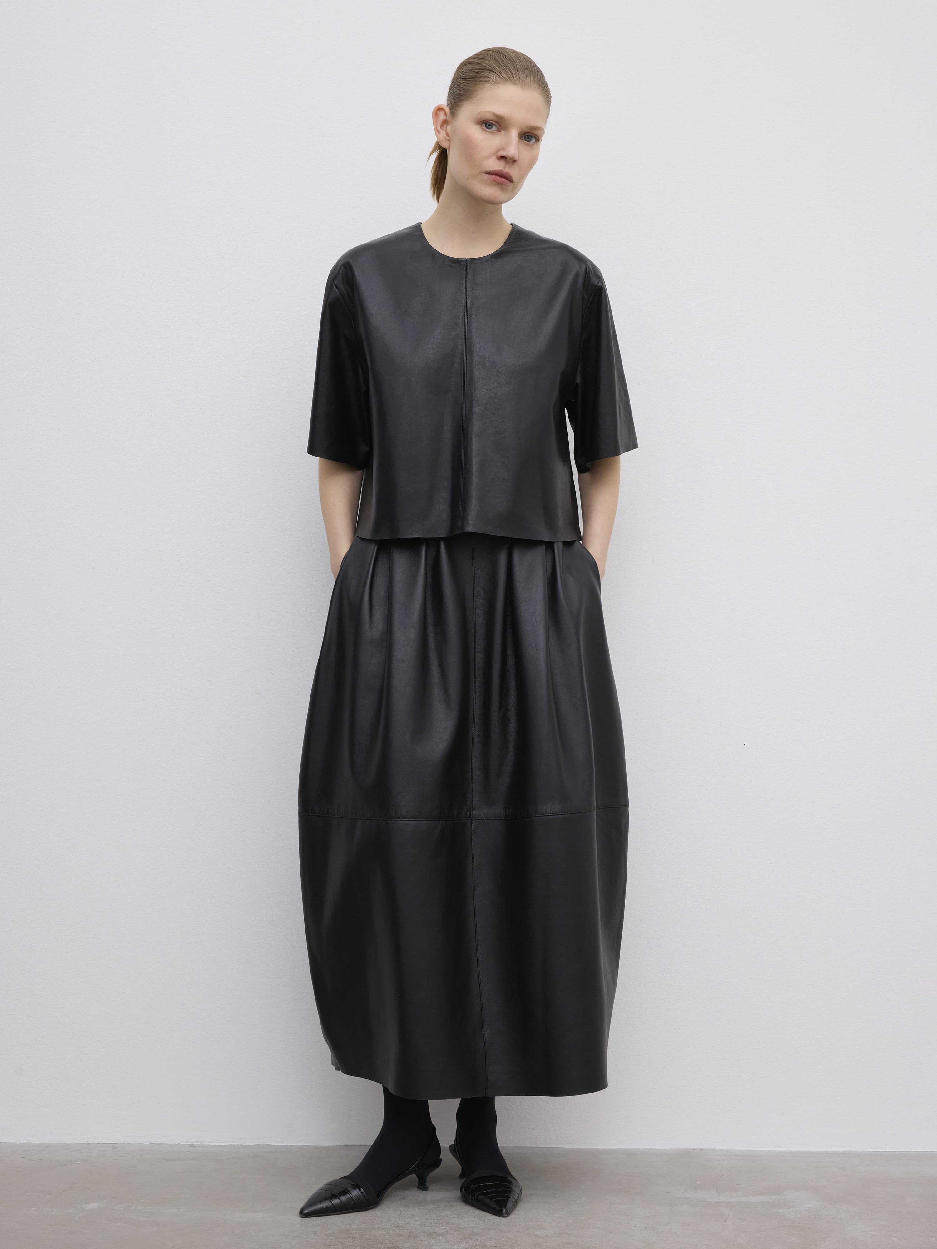 Leather T-shirt Top - 2