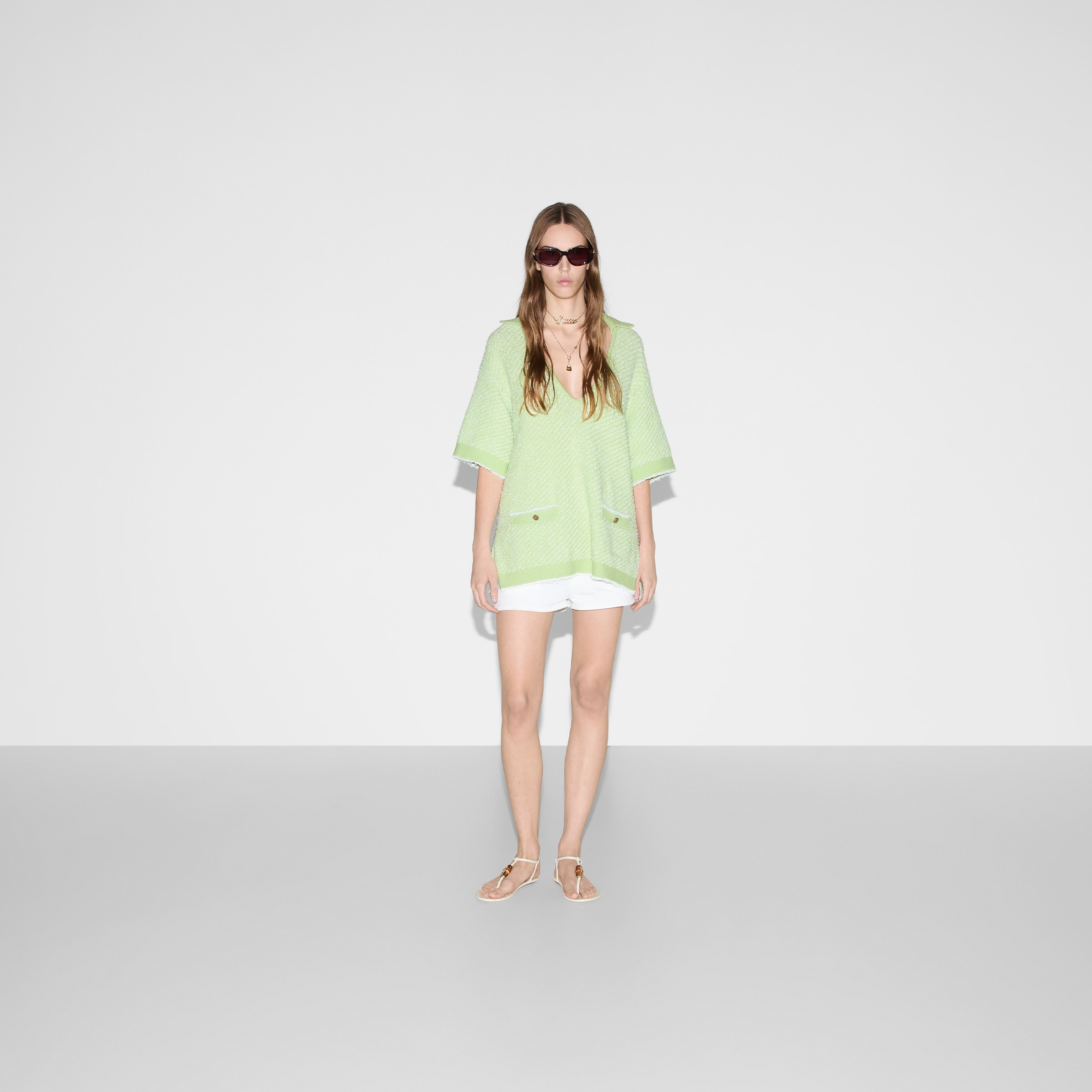 Cotton blend polo top - 2