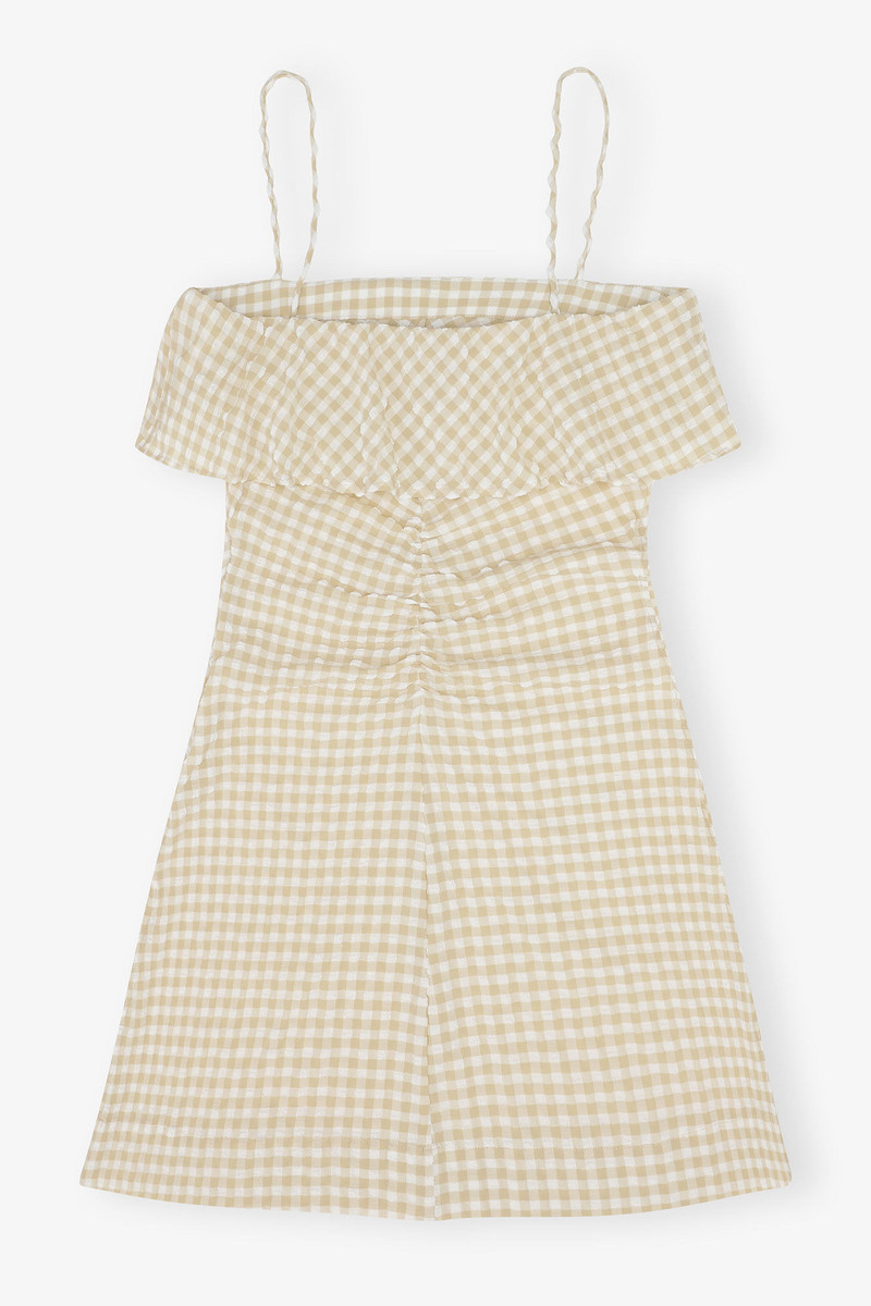 gingham 검사 인쇄는 minidress를 쌉니다 7