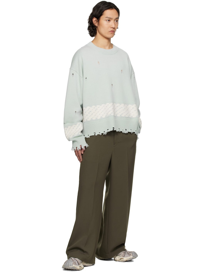FENG CHEN WANG Green Yu Zu Xie Ripped Jacquard Sweater outlook