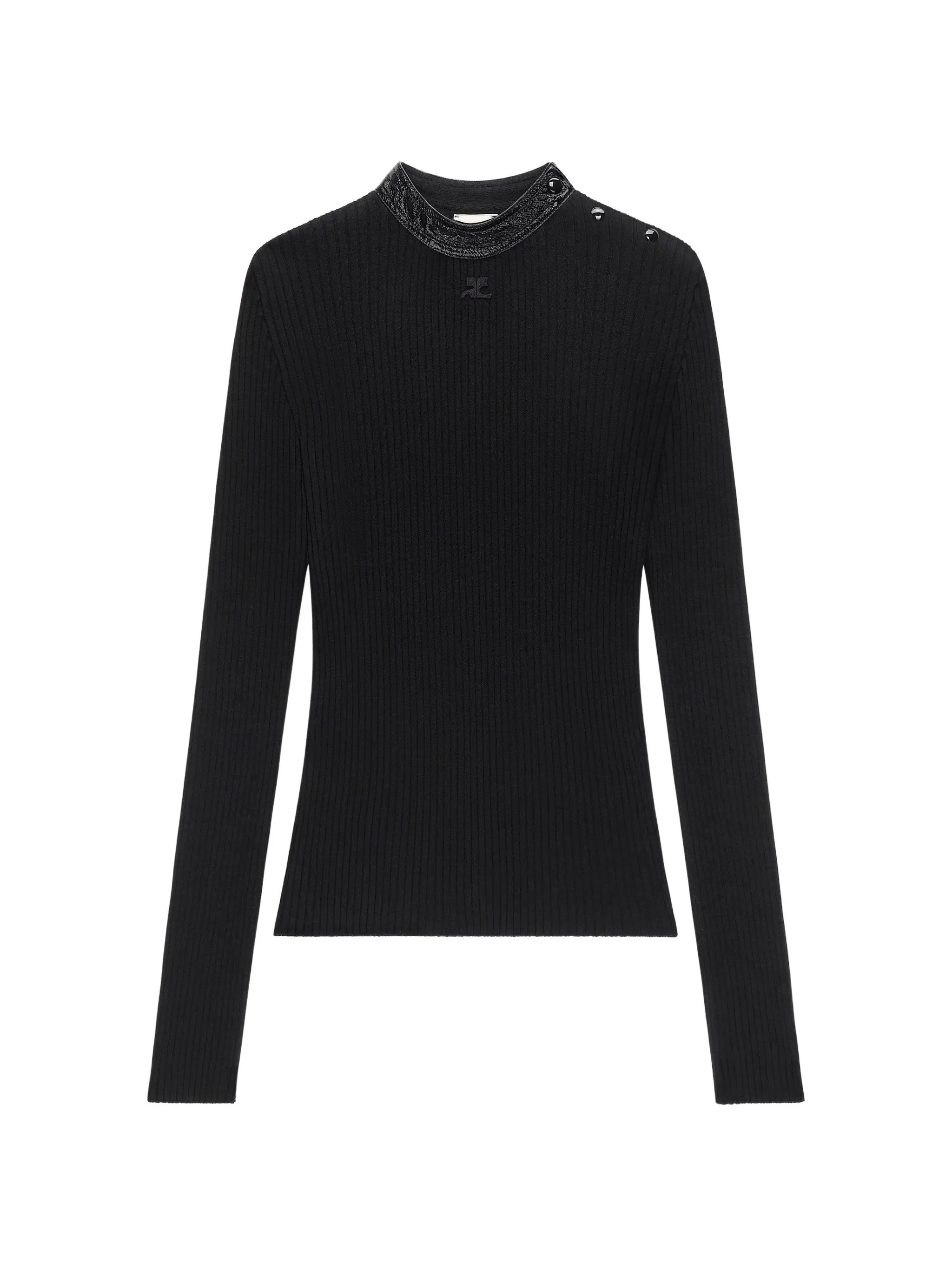 Courrèges Vinyl-collar Ribbed T-shirt - 1