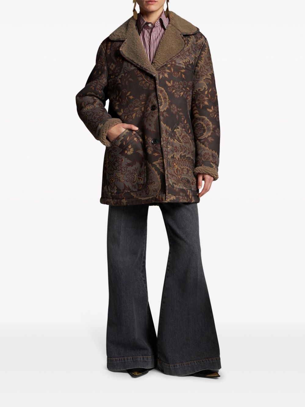 paisley-print shearling jacket - 3