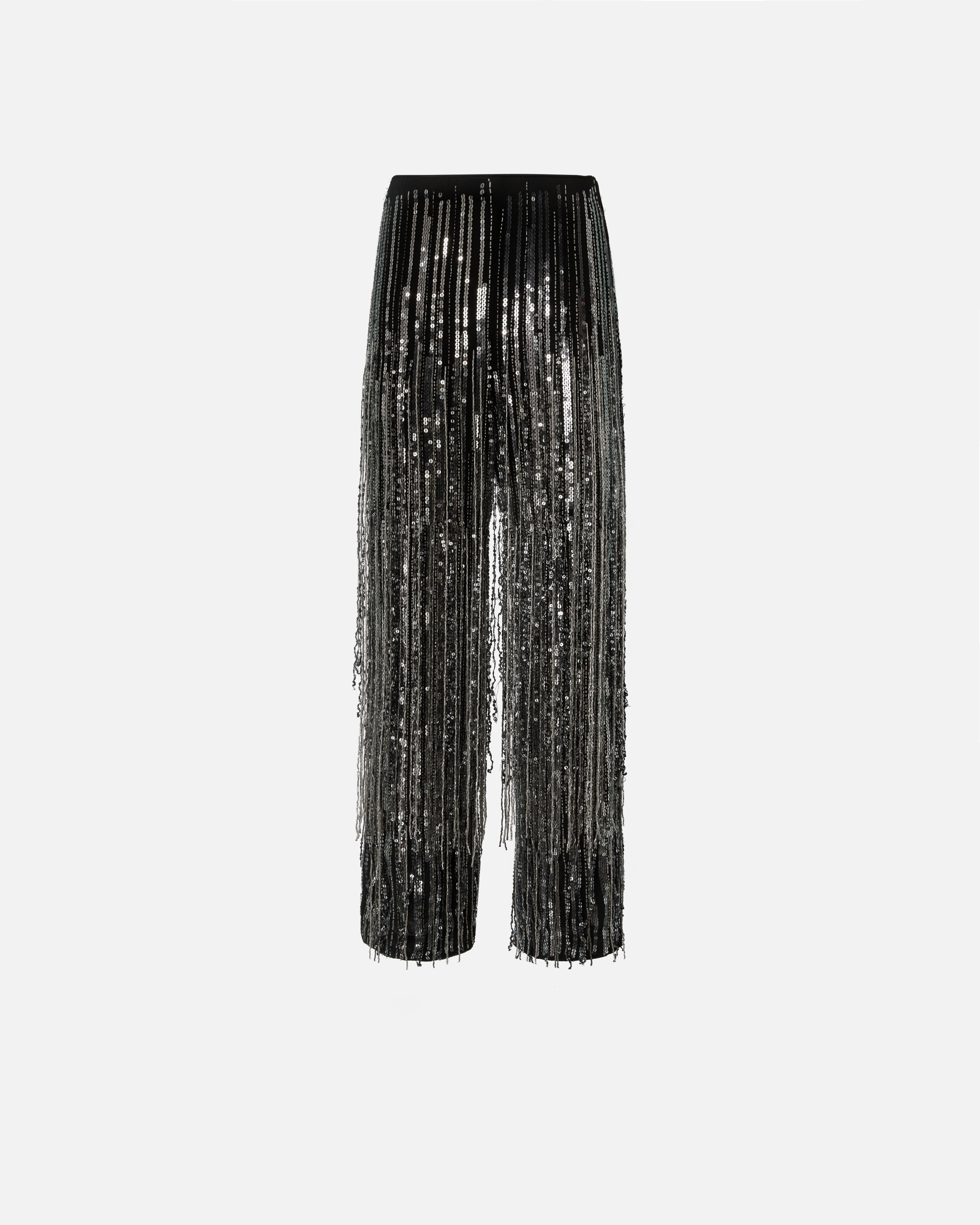 ELEGANT TROUSERS WITH FRINGING AND SEQUINS - 1