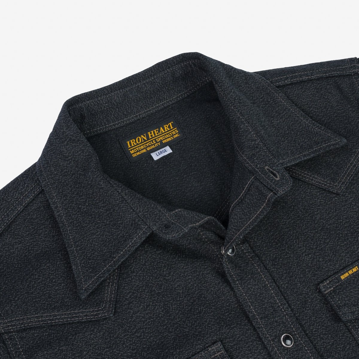 IHSH-367-BLK 10oz Mock Twist Twill Western Shirt - Black - 7