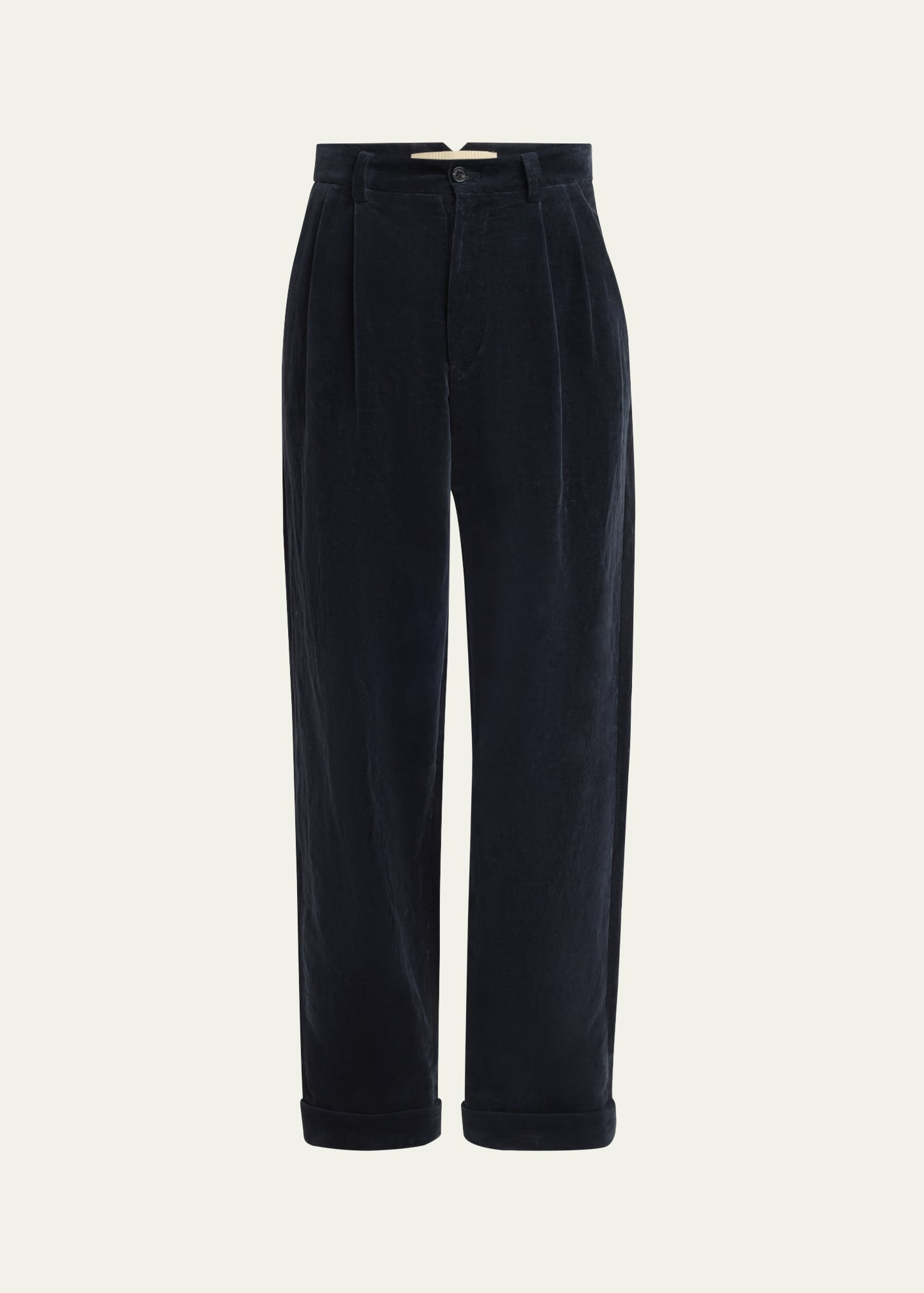 Men's Velvet Double-Pleated Pants - 1