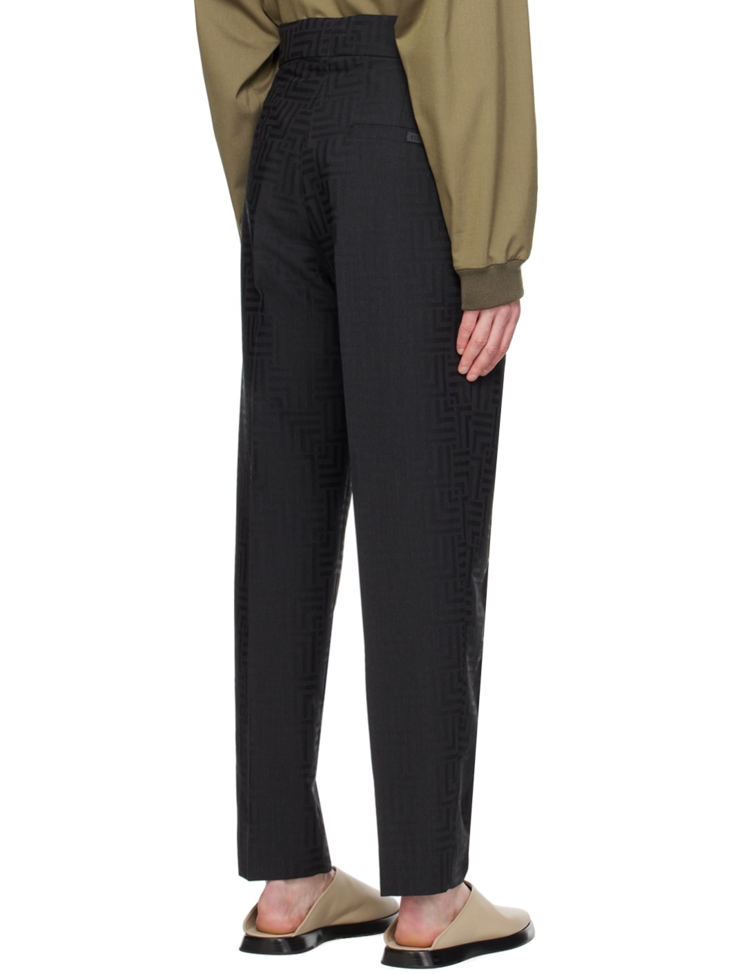 Black Jacquard Trousers - 3